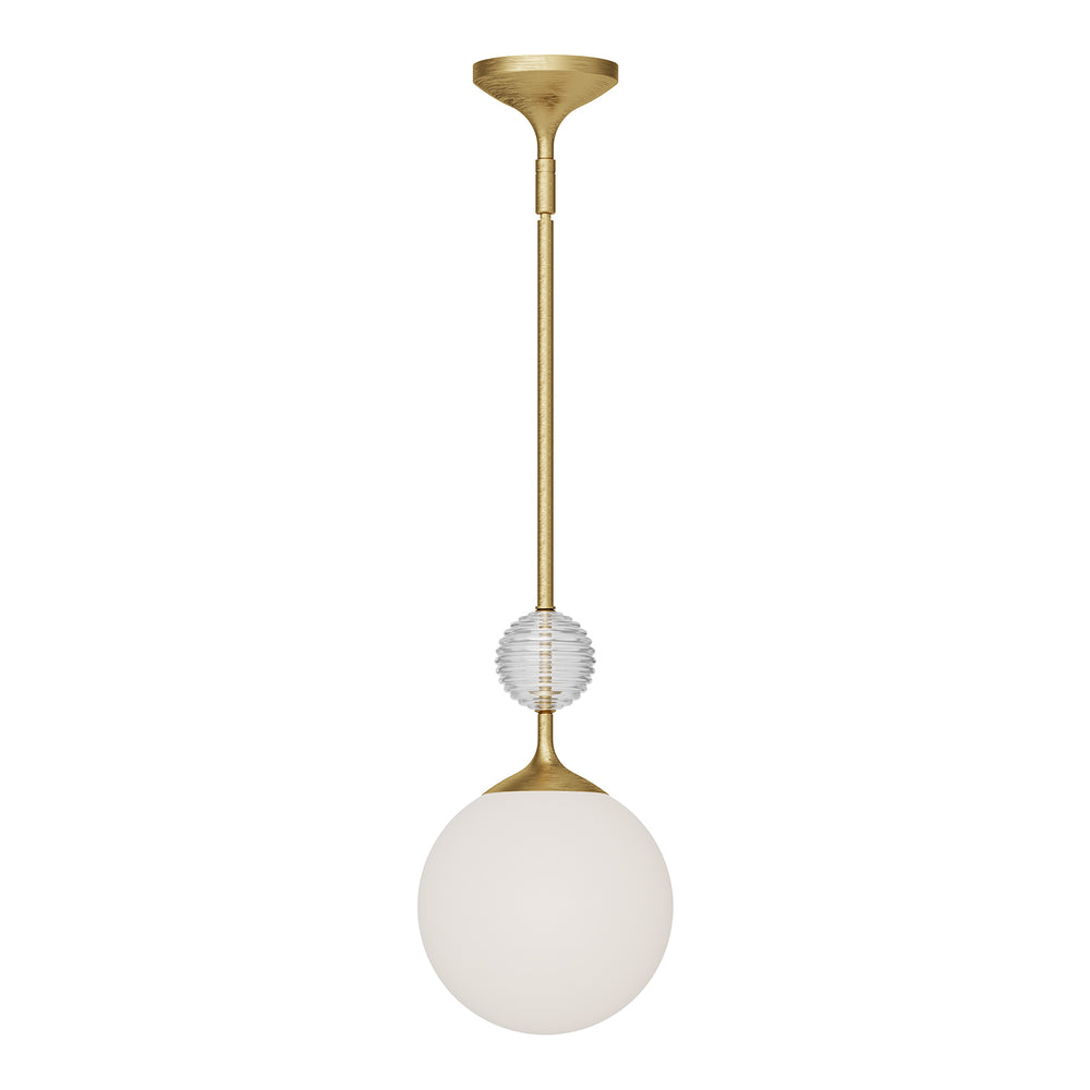 ALORA MOOD Lighting 415308 Pendant, 1 Light, Brushed Gold/Opal Glass