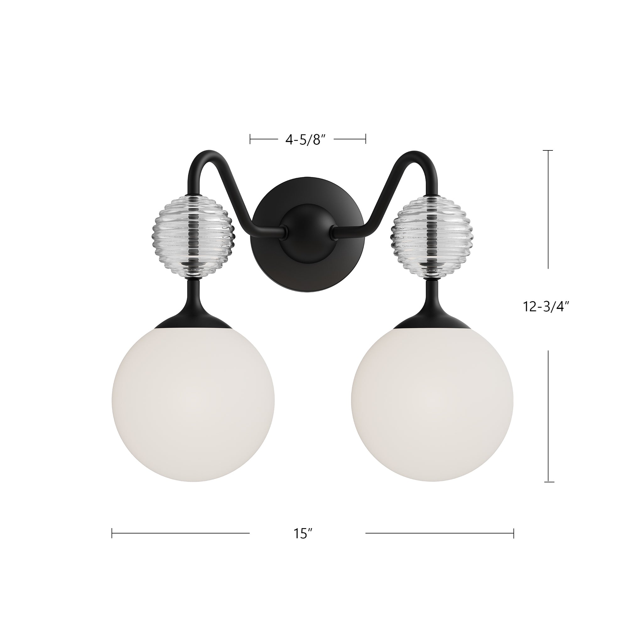 Celia 15-in Matte Black/Opal Glass 2 Lights Vanity