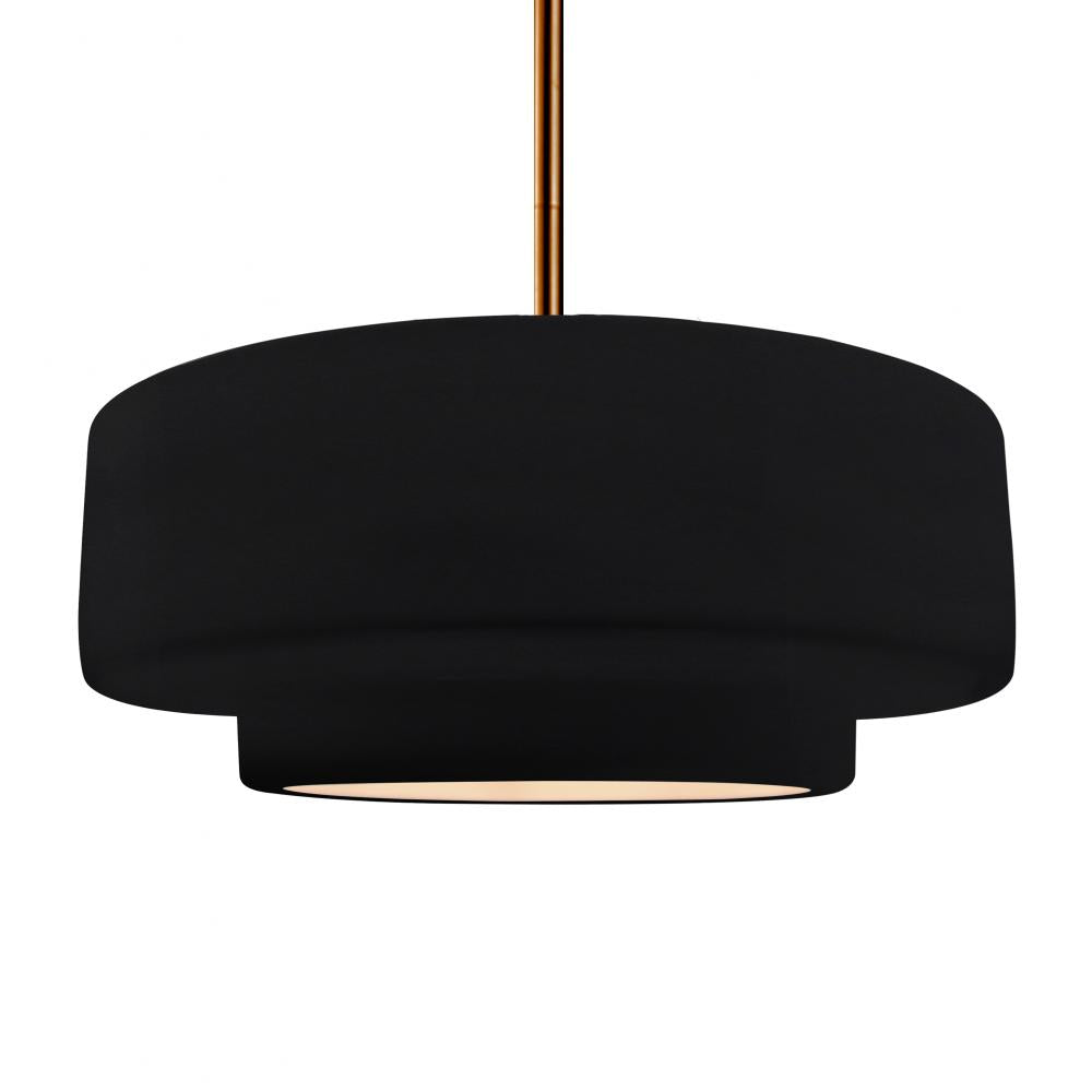 Justice Design Group RADIANCE CER-6545-BKMT-BRSS-RIGID Pendant - Gloss Black With Matte White Internal