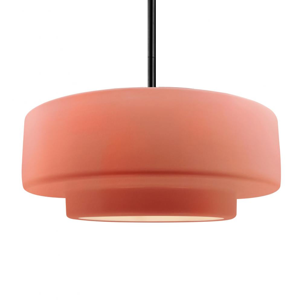 Justice Design Group RADIANCE CER-6545-BSH-MBLK-RIGID Pendant - Gloss Blush