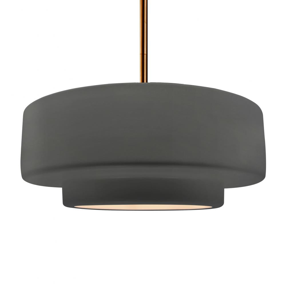 Justice Design Group RADIANCE CER-6545-GRY-BRSS-RIGID Pendant - Gloss Grey