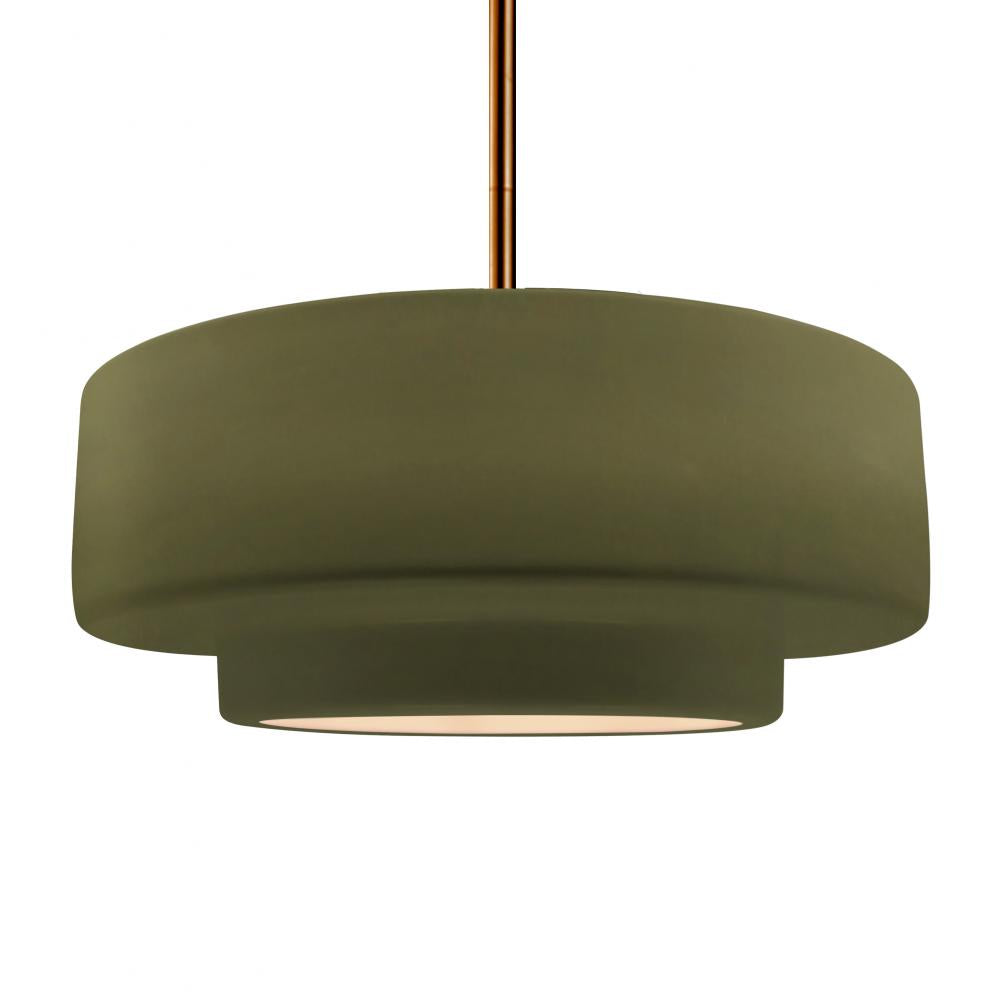 Justice Design Group RADIANCE CER-6545-MGRN-BRSS-RIGID Pendant - Matte Green