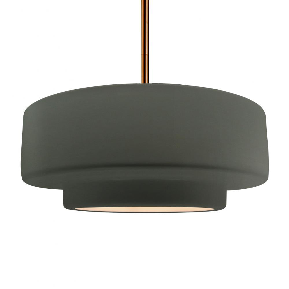 Justice Design Group RADIANCE CER-6545-PWGN-BRSS-RIGID Pendant - Pewter Green