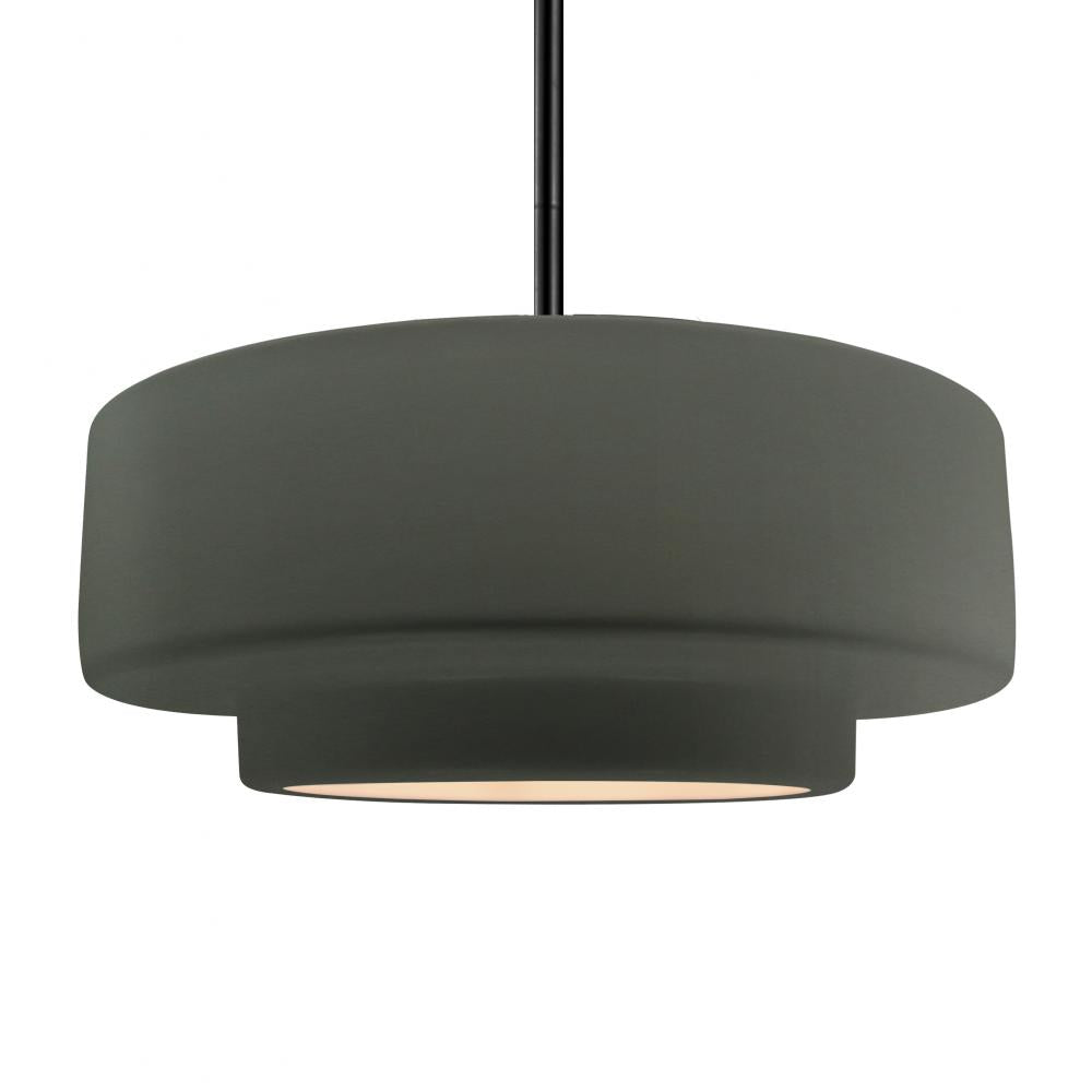 Justice Design Group RADIANCE CER-6545-PWGN-MBLK-RIGID Pendant - Pewter Green