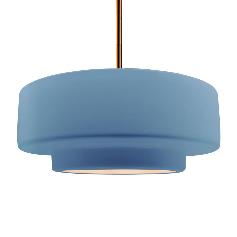 Justice Design Group RADIANCE CER-6545-SKBL-BRSS-RIGID Pendant - Sky Blue