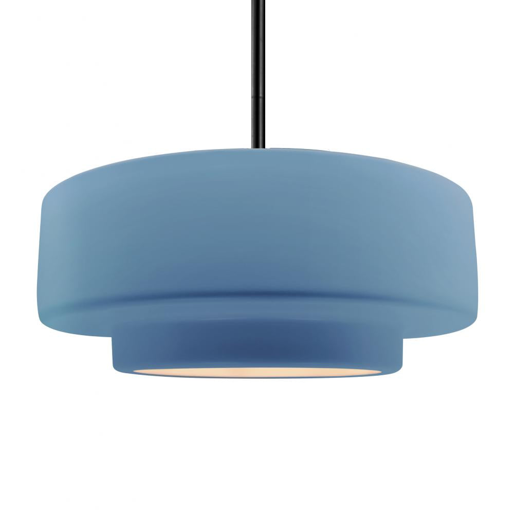 Justice Design Group RADIANCE CER-6545-SKBL-MBLK-RIGID Pendant - Sky Blue