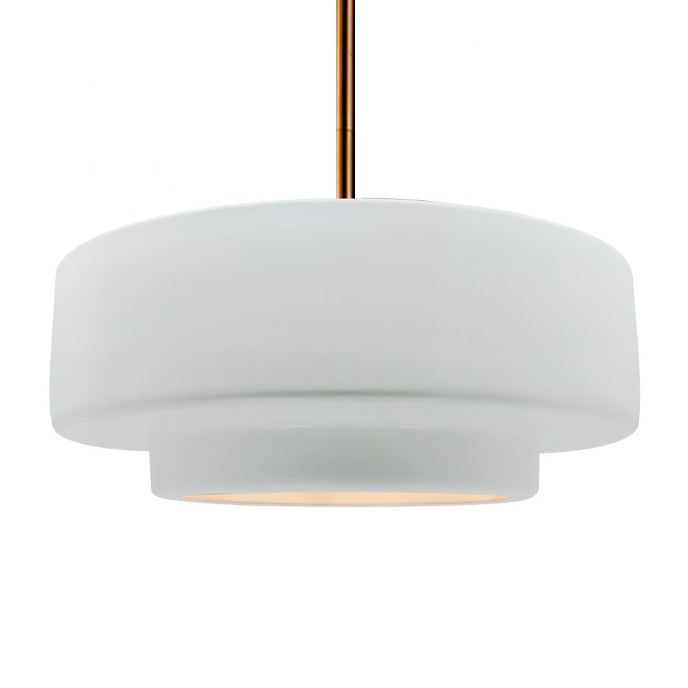 Justice Design Group RADIANCE CER-6545-WHT-BRSS-RIGID Pendant - Gloss White