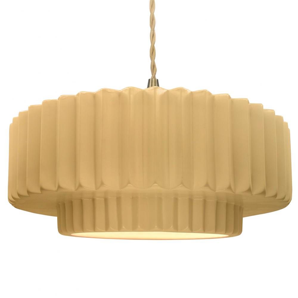 Justice Design Group RADIANCE CER-6555-MYLW-BRSS-BEIG-TWST Pendant - Muted Yellow