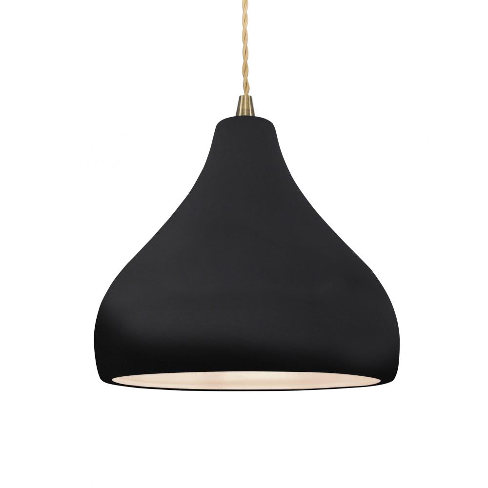 Justice Design Group RADIANCE CER-6563-BKMT-ABRS-BEIG-TWST Pendant - Gloss Black With Matte White Internal