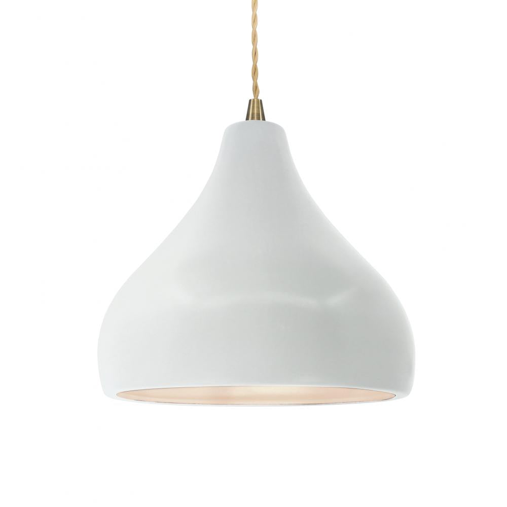 Justice Design Group RADIANCE CER-6563-WHT-ABRS-BEIG-TWST Pendant - Gloss White