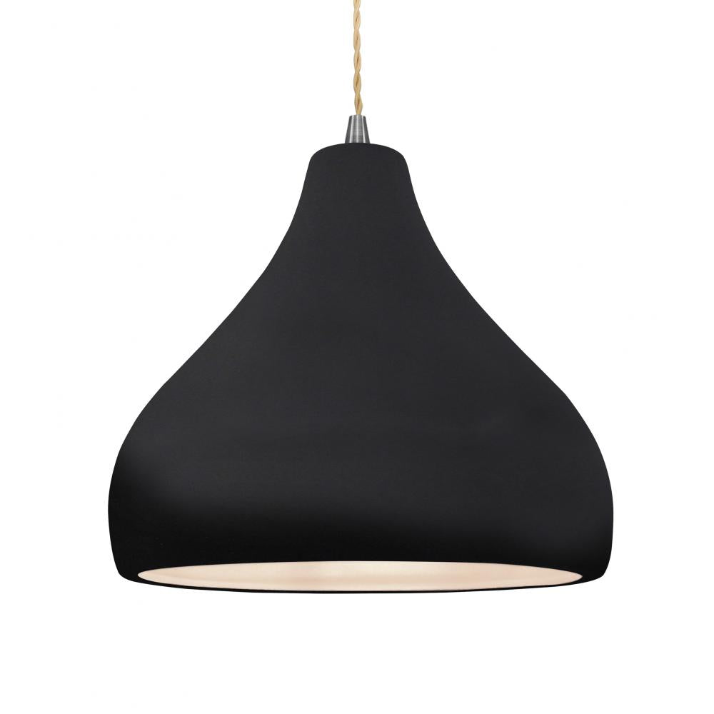 Justice Design Group RADIANCE CER-6565-BKMT-NCKL-BEIG-TWST Pendant - Gloss Black With Matte White Internal