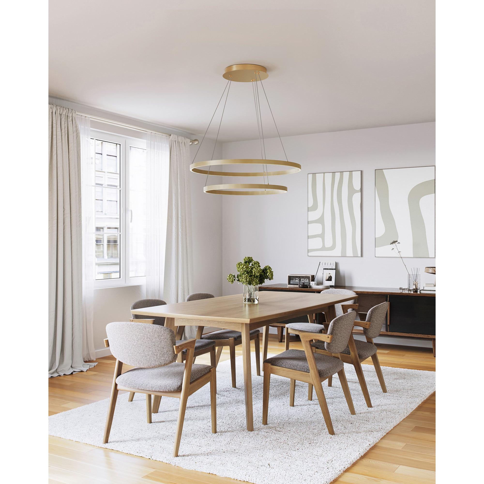 Cerchio 32-in Brushed Gold LED Chandeliers