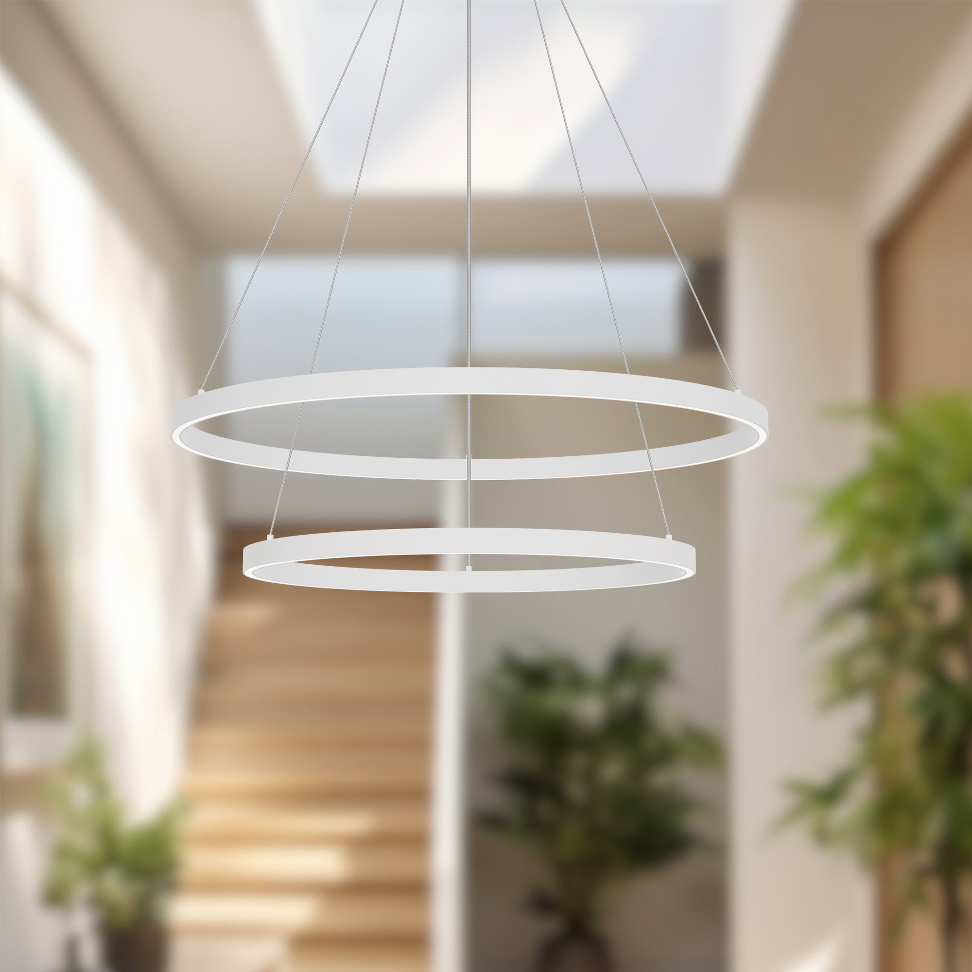 Cerchio 32-in White LED Chandeliers