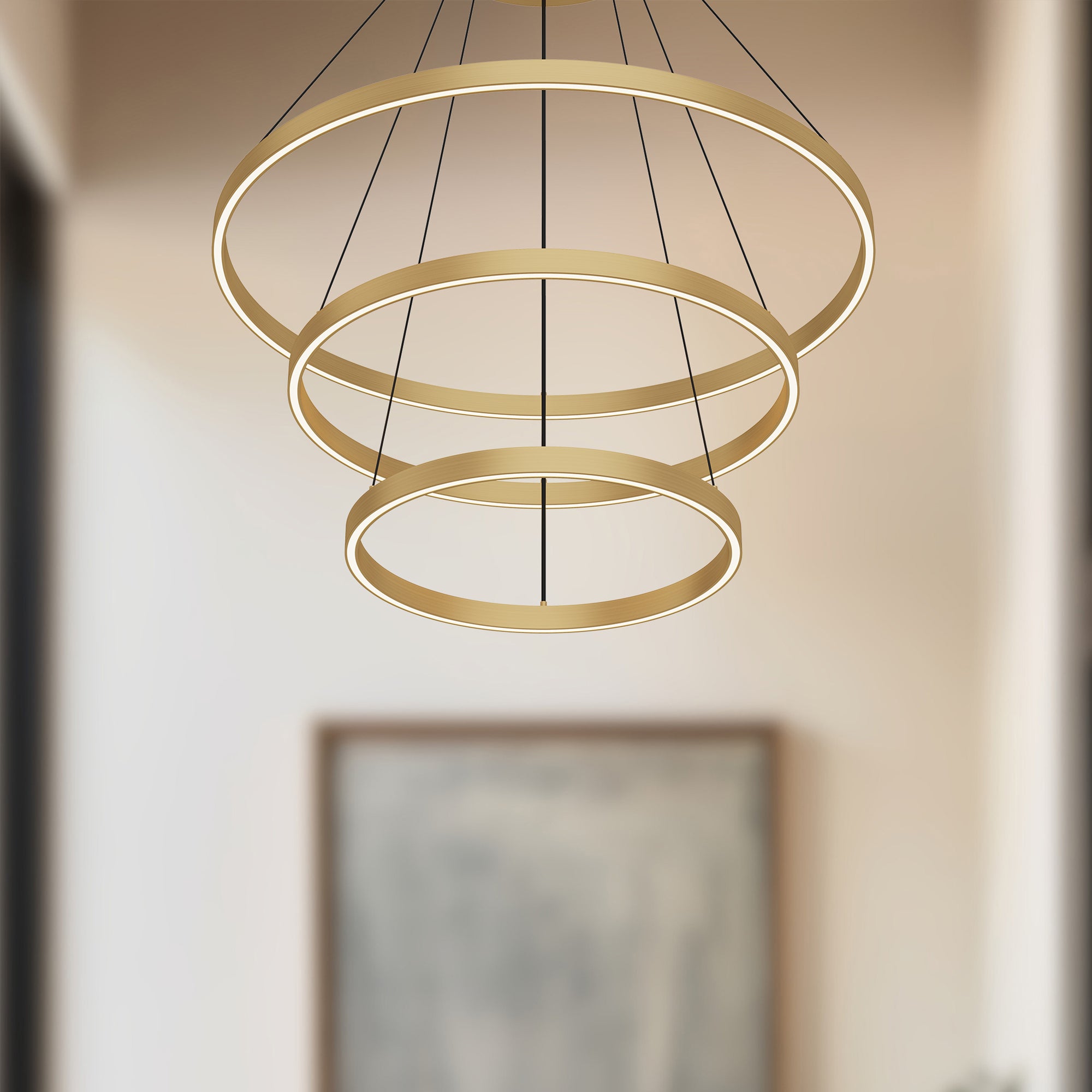 Cerchio 32-in Brushed Gold LED Chandeliers