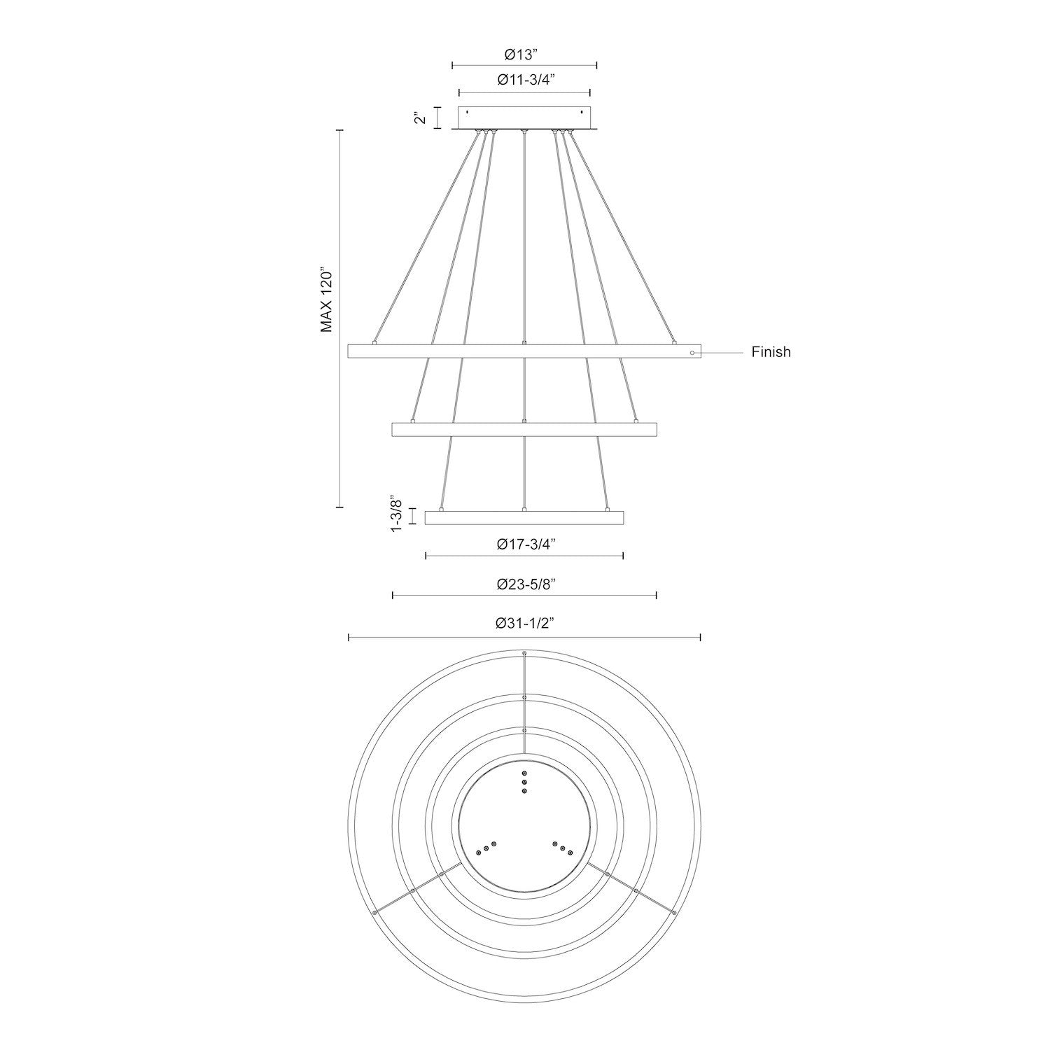 Cerchio 32-in White LED Chandeliers