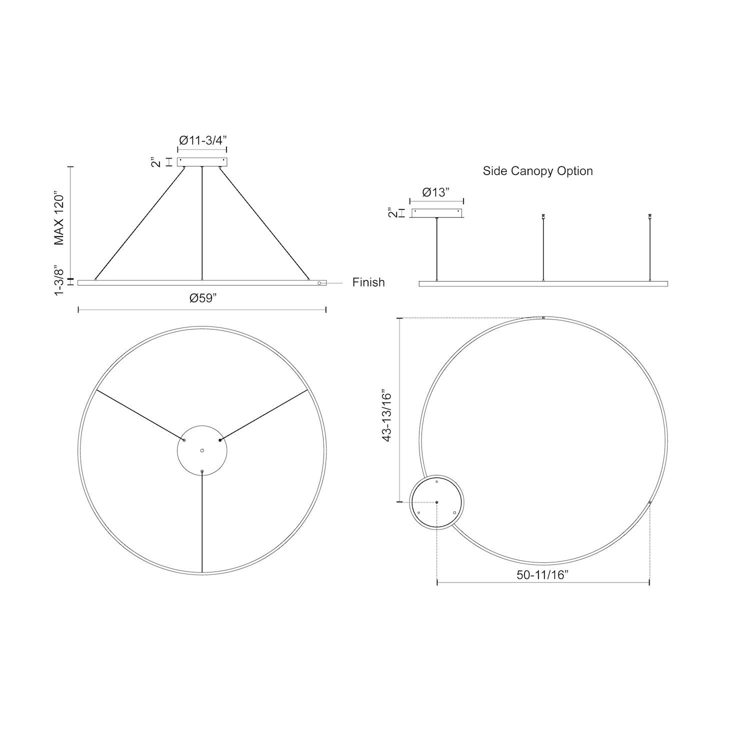 Cerchio 60-in Black LED Pendant
