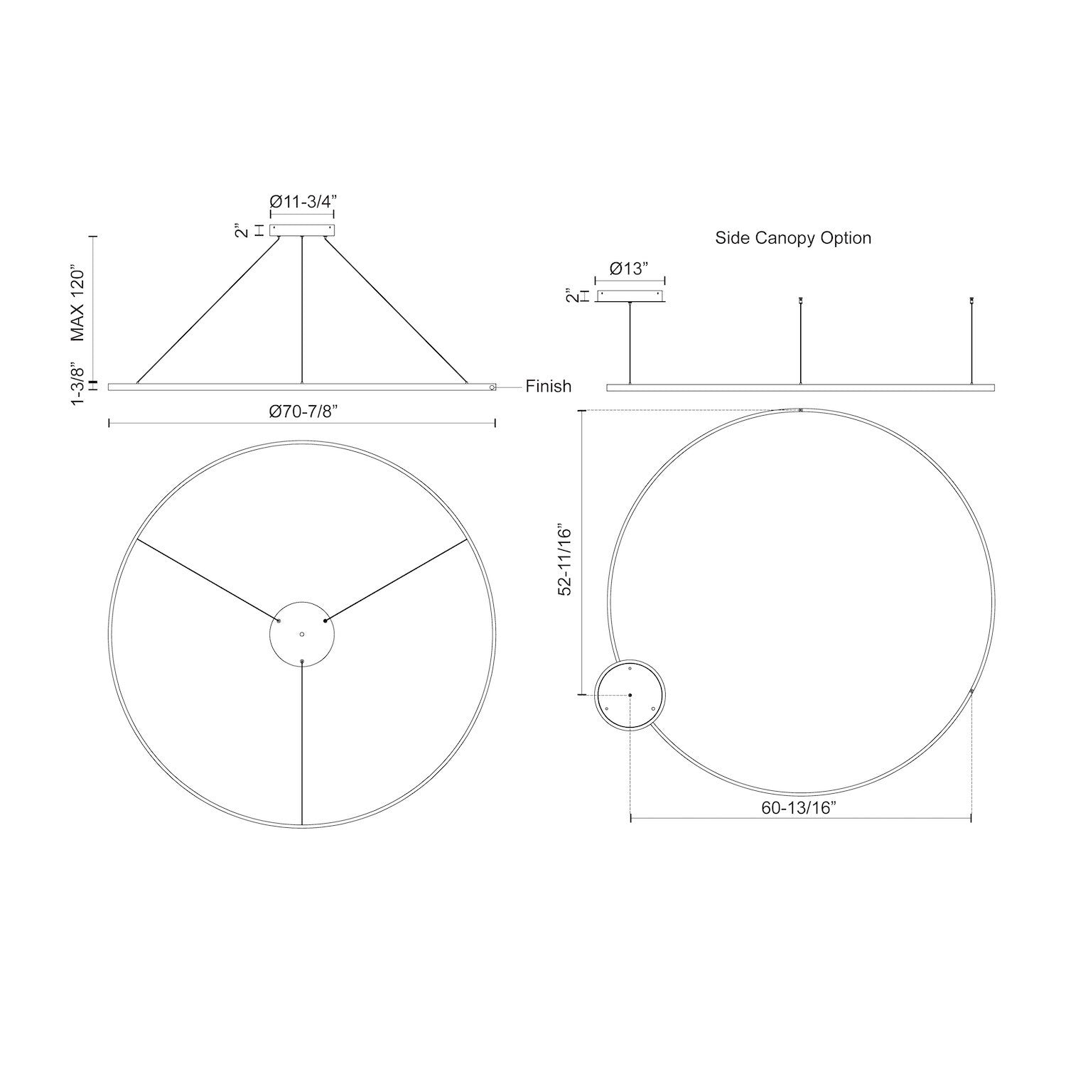 Cerchio 72-in Brushed Gold LED Pendant