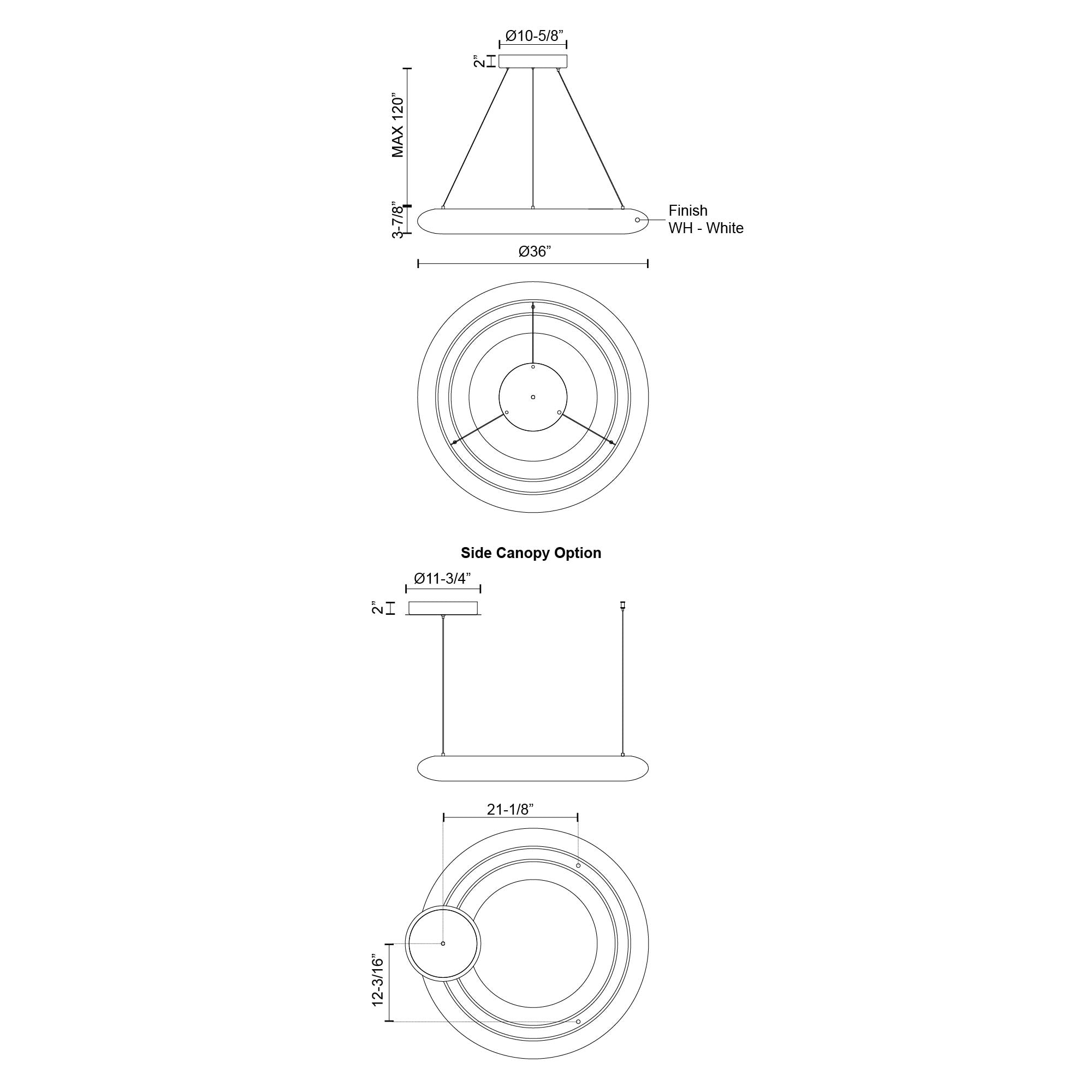Cerchio 36-in White LED Pendant
