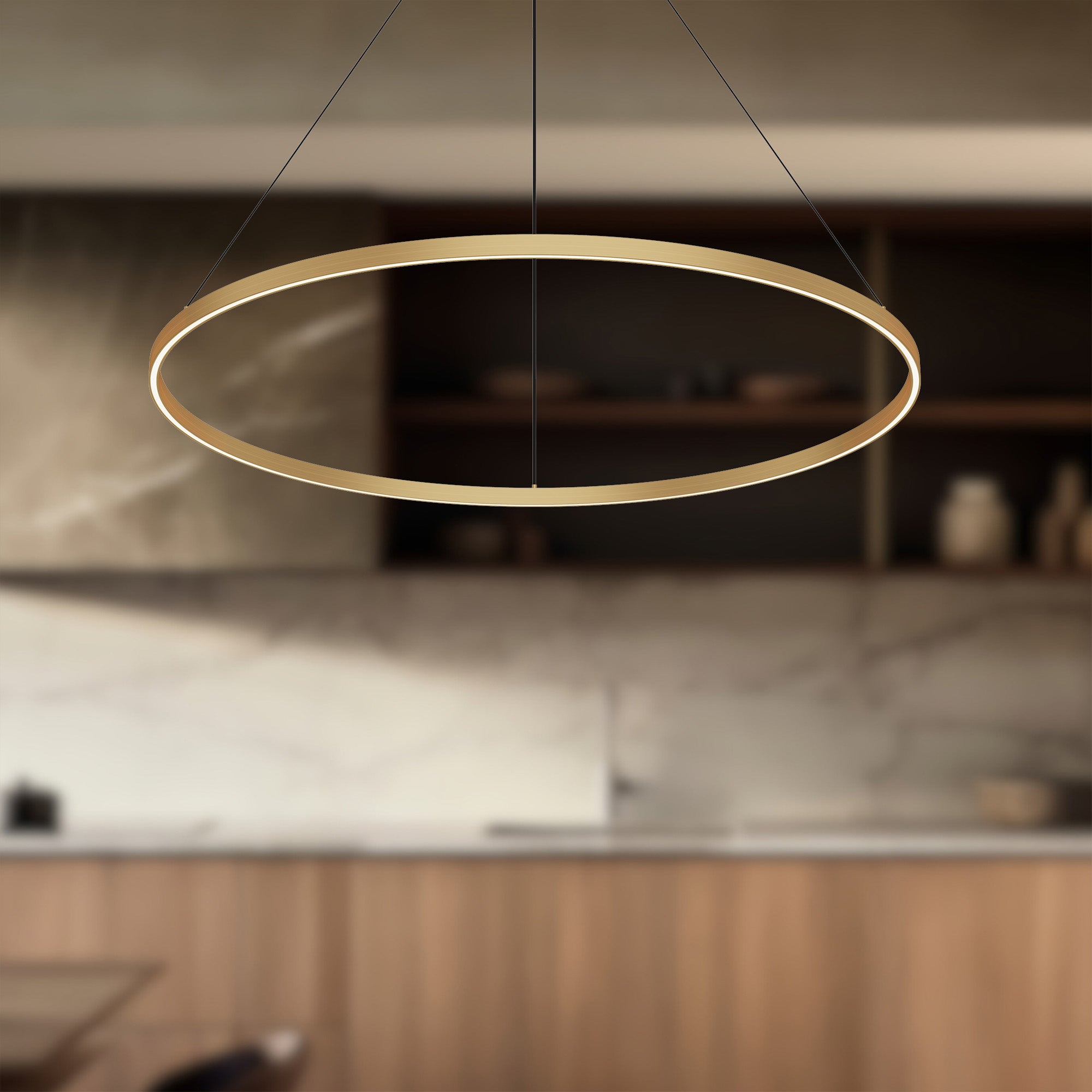 Cerchio 48-in Brushed Gold LED Pendant