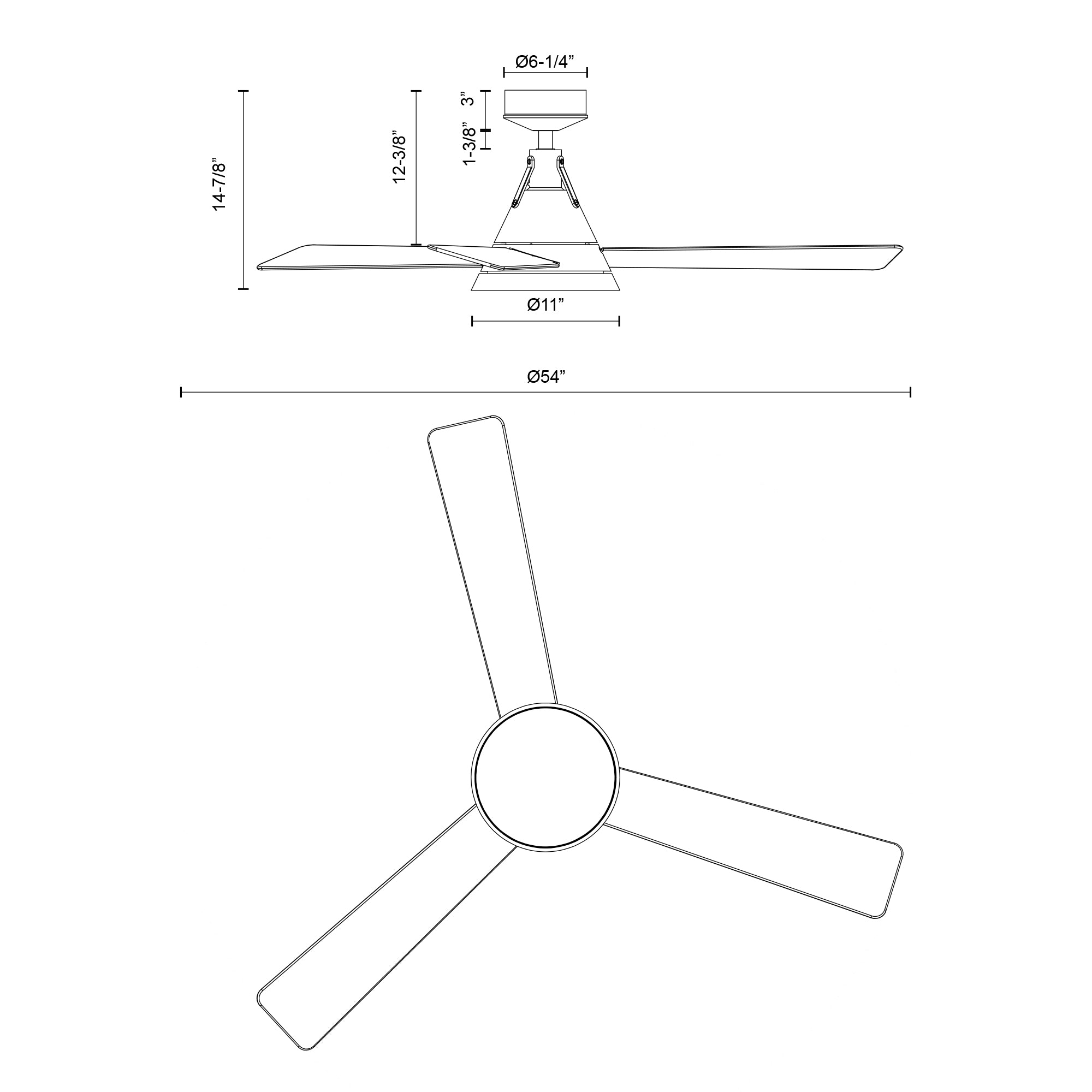Archer 54-in Matte Black LED Fans