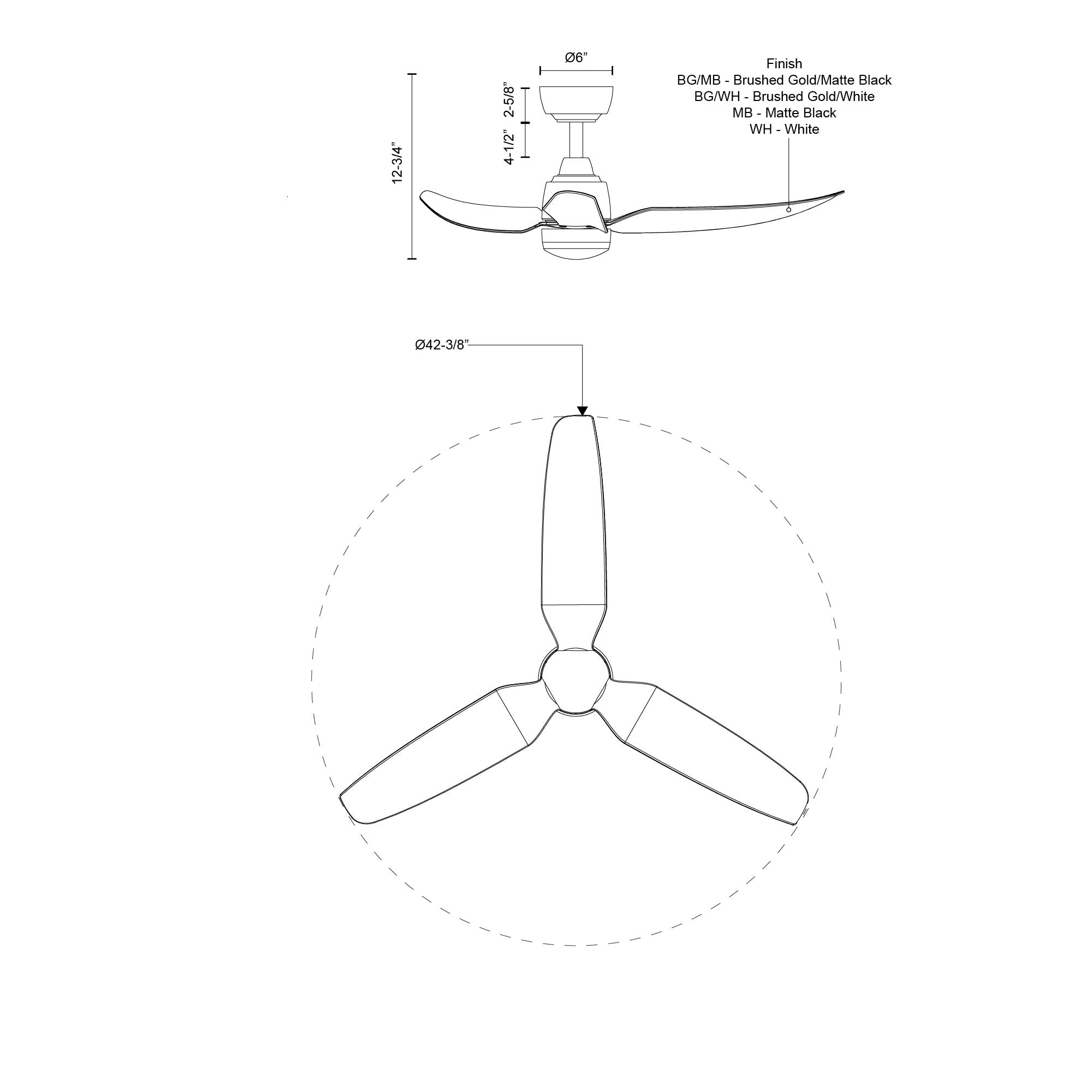 Hugo 42-in Matte Black FAN Ceiling Fan