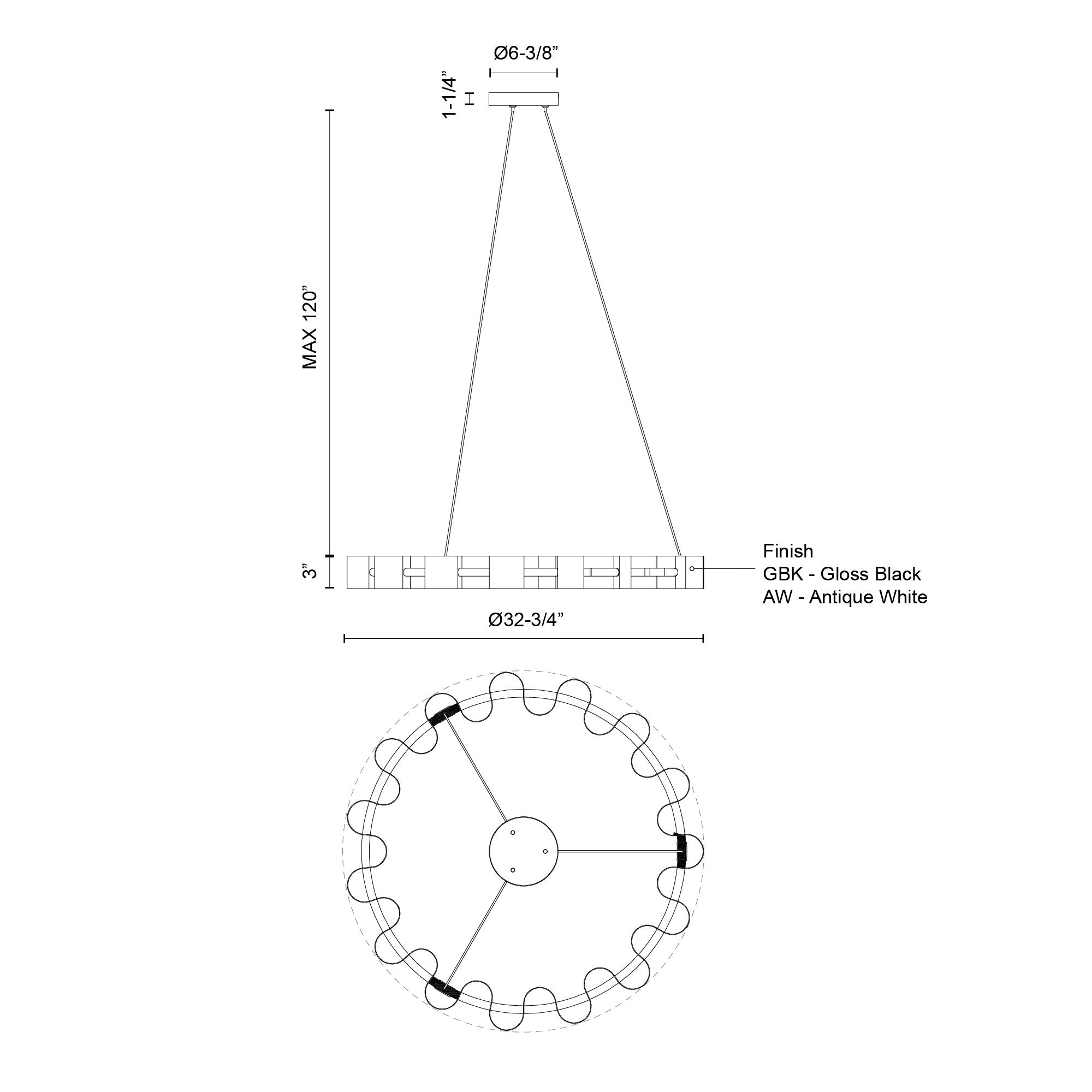 Nami 32-in Gloss Black LED Chandelier