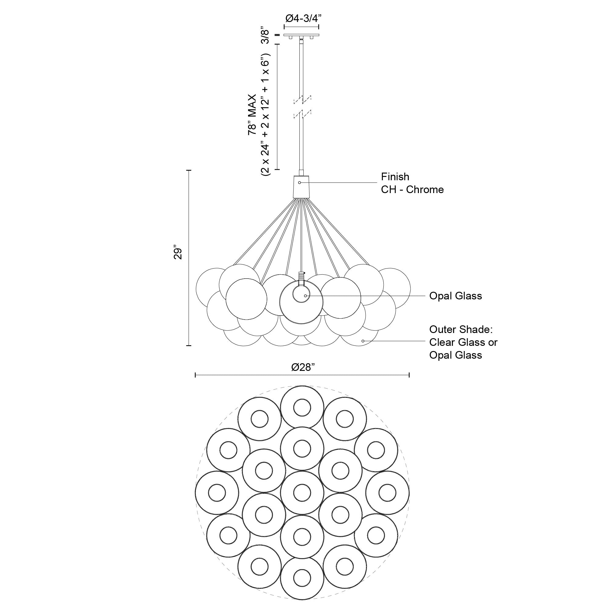 Bolla 17-in Chrome LED Chandeliers