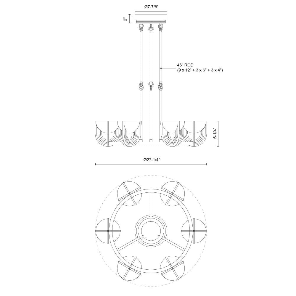 Alora Lighting COLETTE CH362627UBAR-UNV Chandelier - Urban Bronze