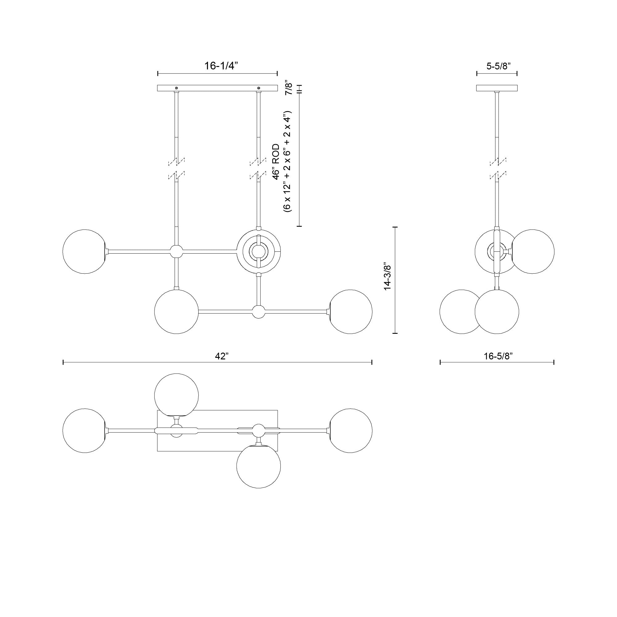 Fiore 42-in Matte Black/Glossy Opal Glass 4 Lights Chandelier