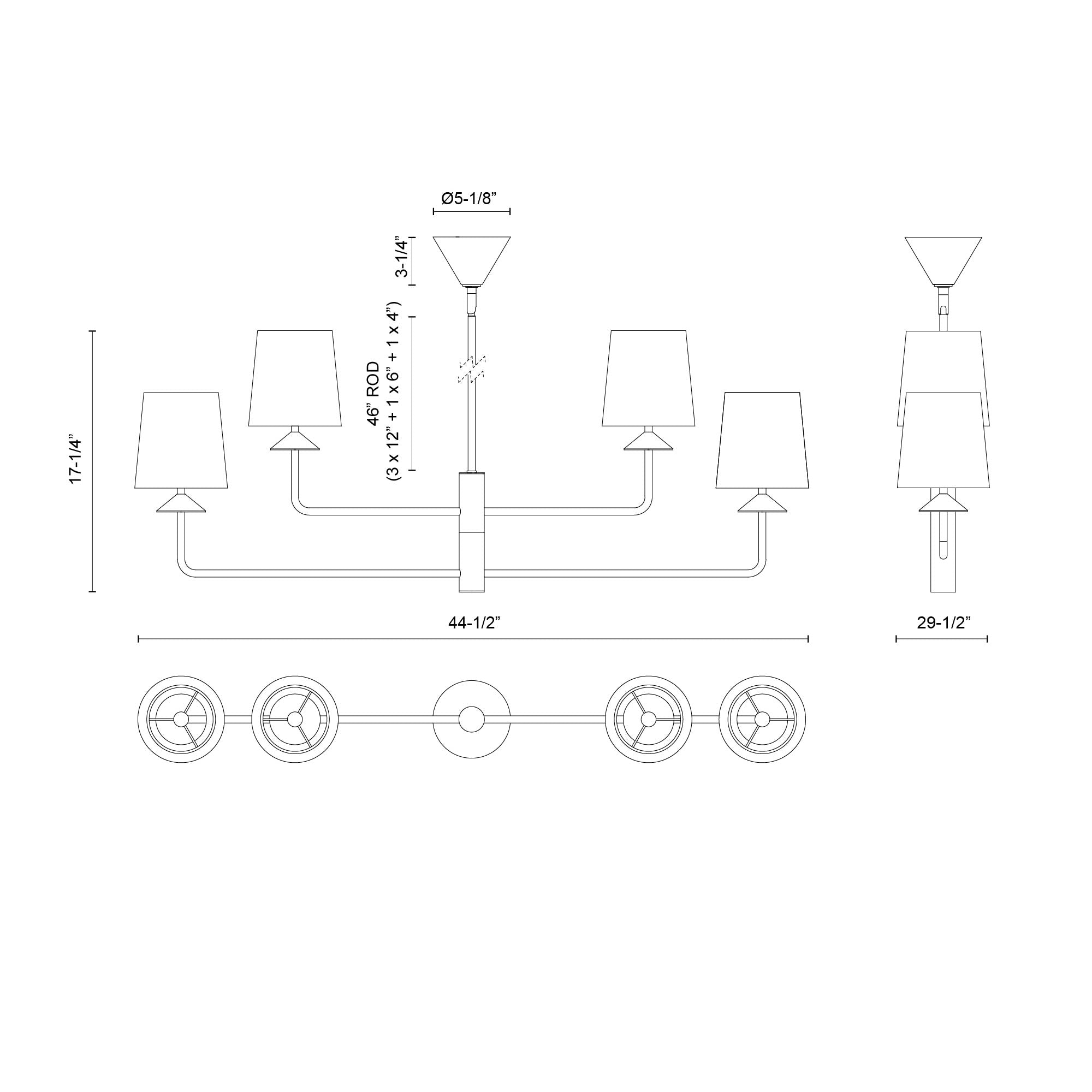 Bridgette 45-in Brushed Gold/White Linen Socket Chandelier