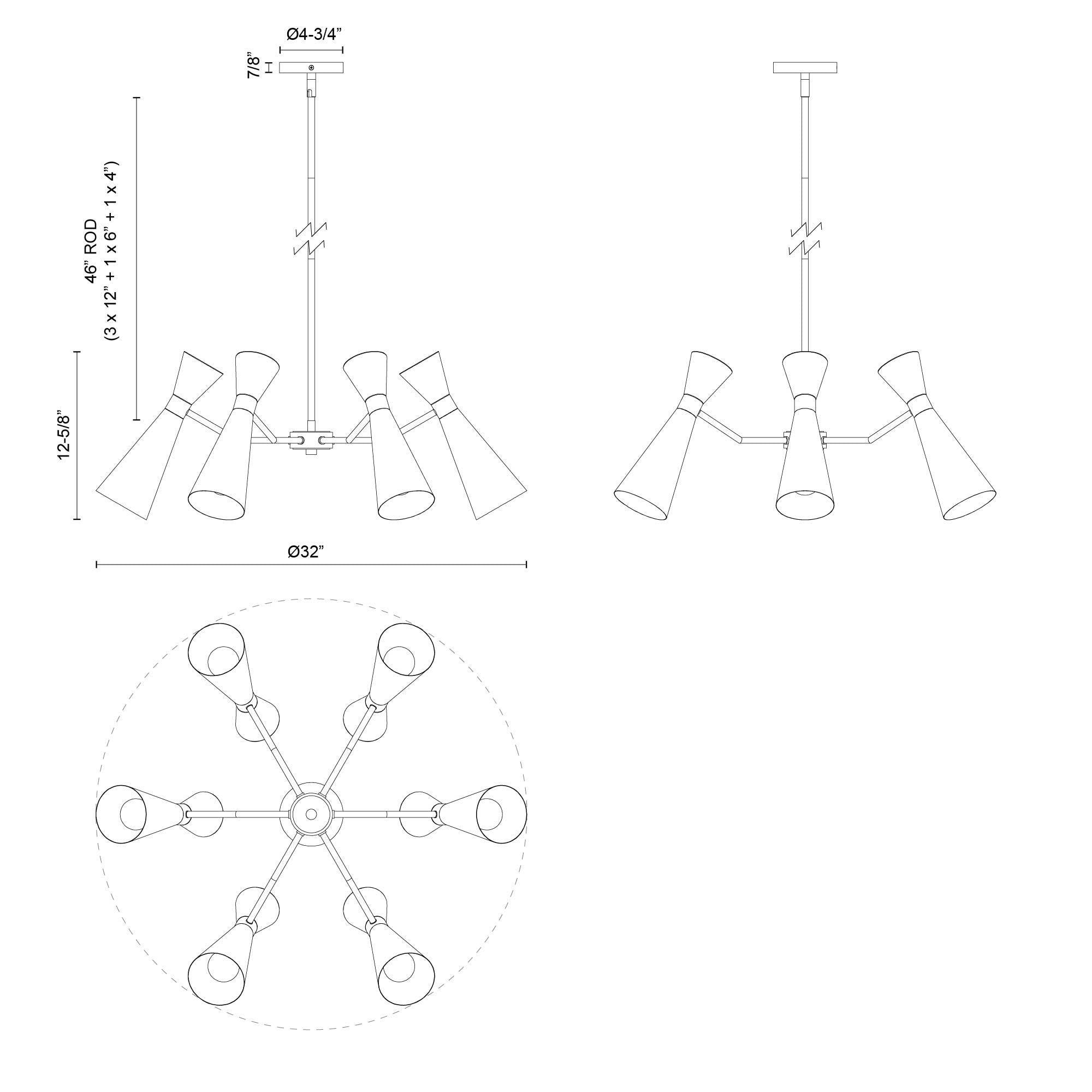 Blake 32-in White/Aged Gold Socket Chandelier