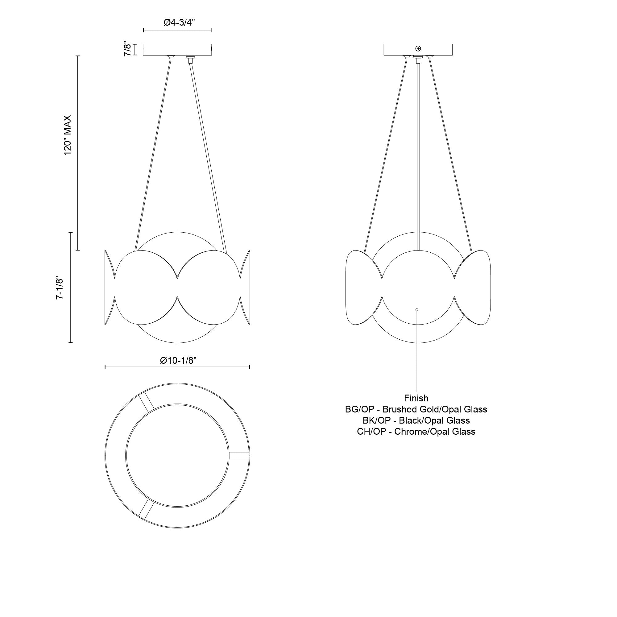 Ciel 10-in Chrome/Opal Glass Socket Chandelier