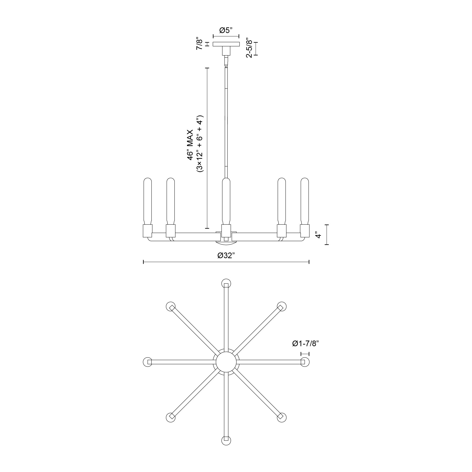 Claire 32-in Matte Black 8 Lights Chandeliers