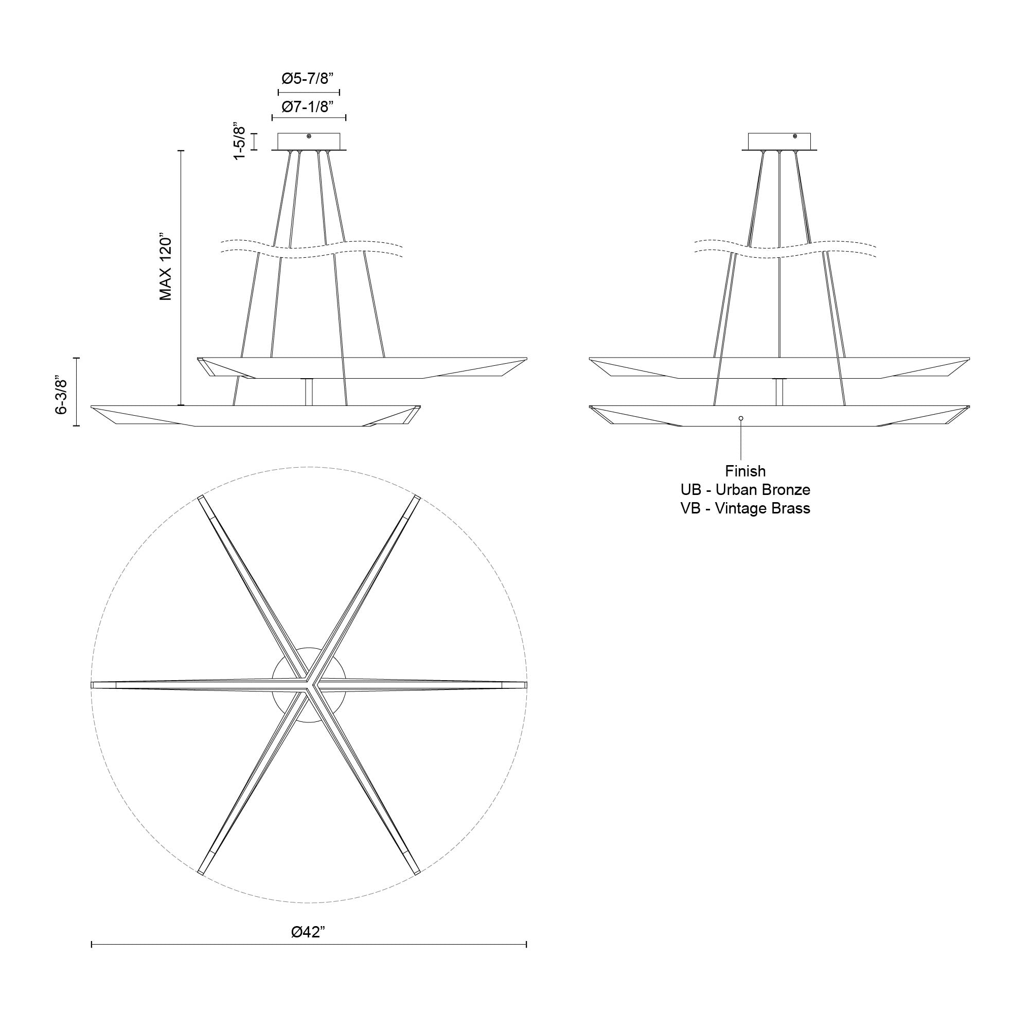 Tachi 42-in Urban Bronze LED Chandelier