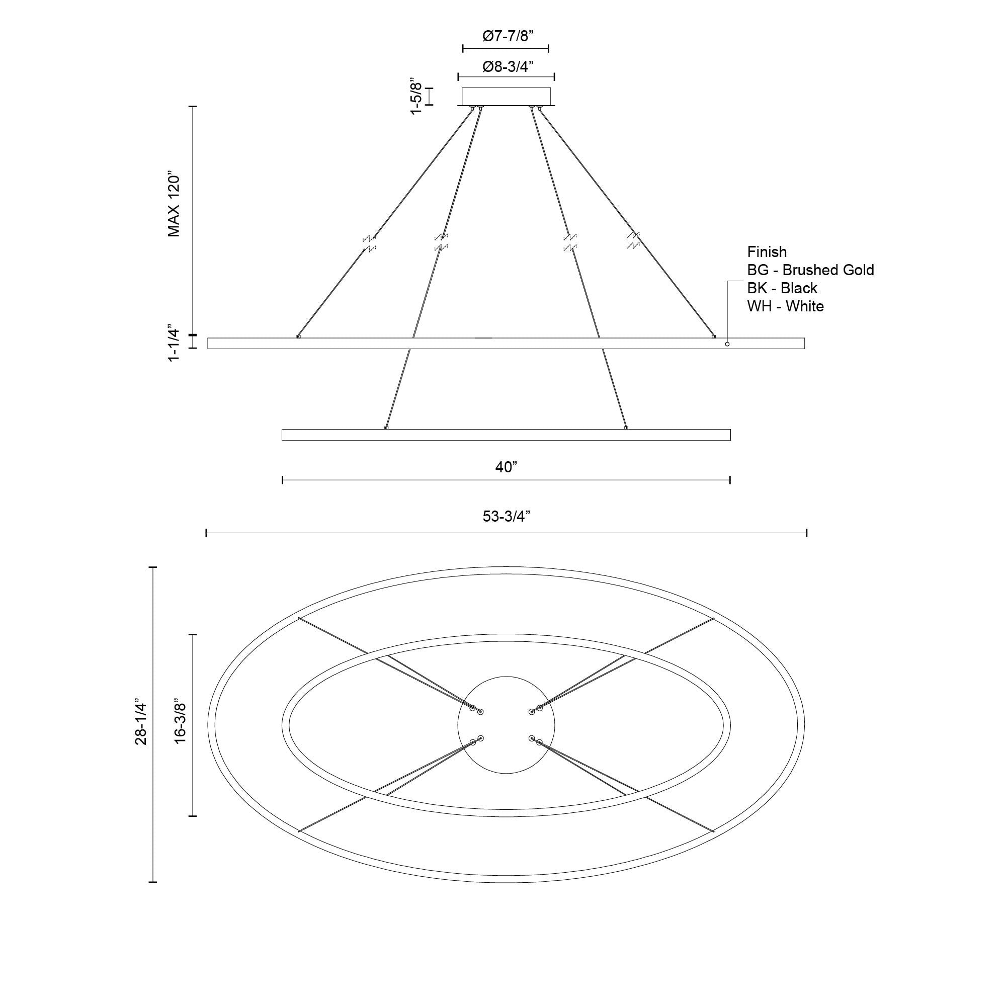 Ovale 2 Layer Black LED Chandelier