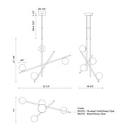 Amara, Chandelier, 18.38" – Brushed Gold/Glossy Opal Glass – CH89832-BG/GO-UNV