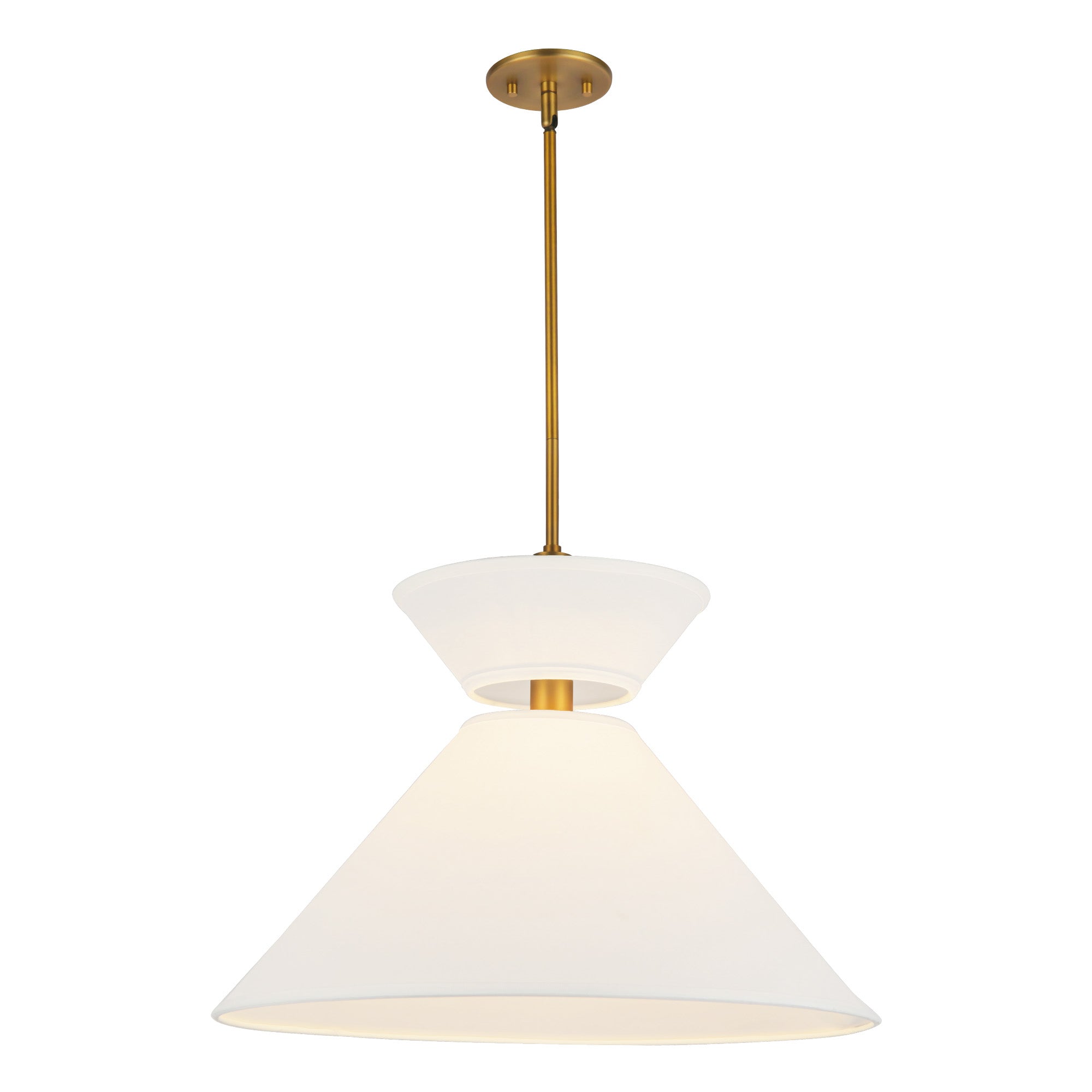 Chapelle 22-in Aged Gold/White Linen 1 Light Pendant