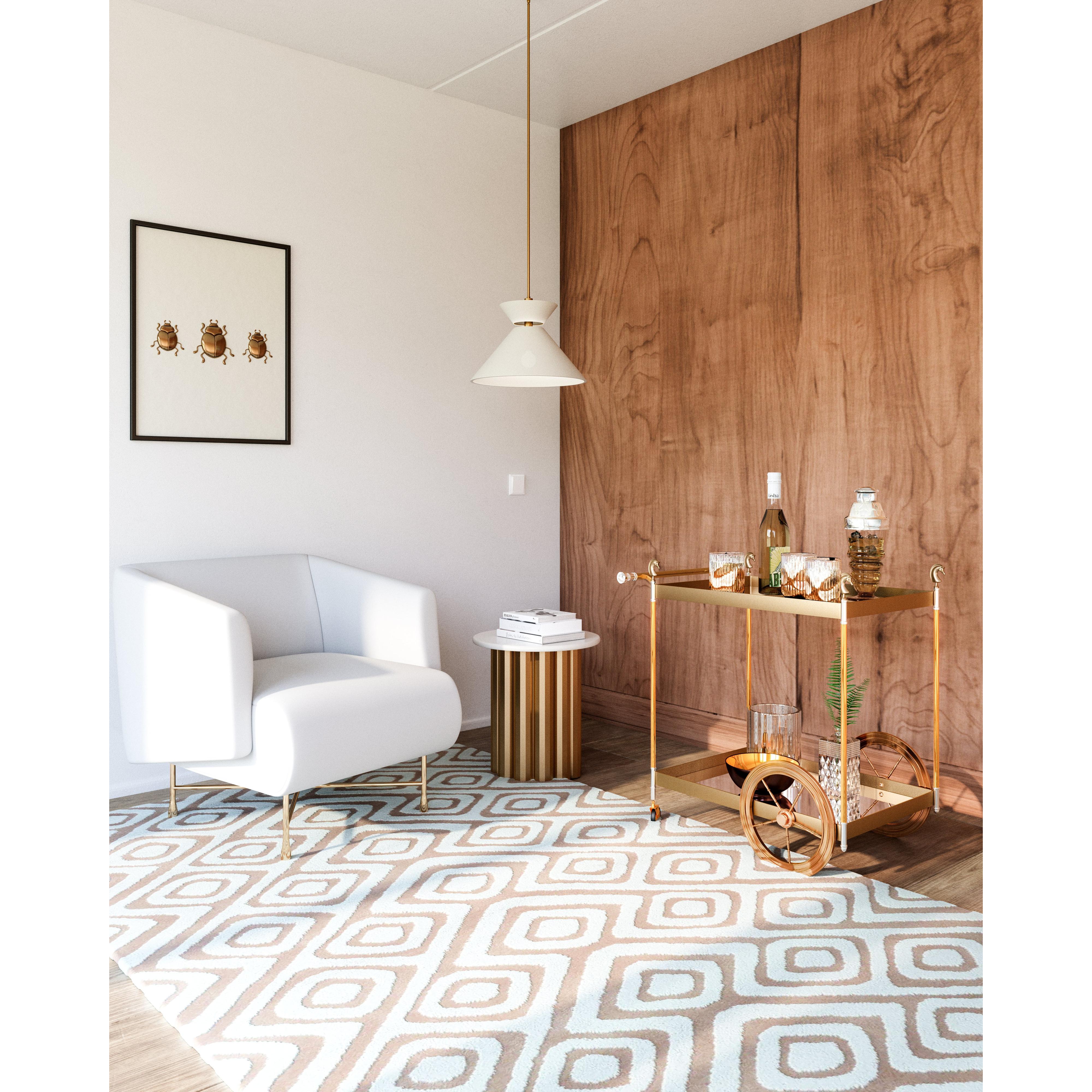 Chapelle 22-in Aged Gold/White Linen 1 Light Pendant