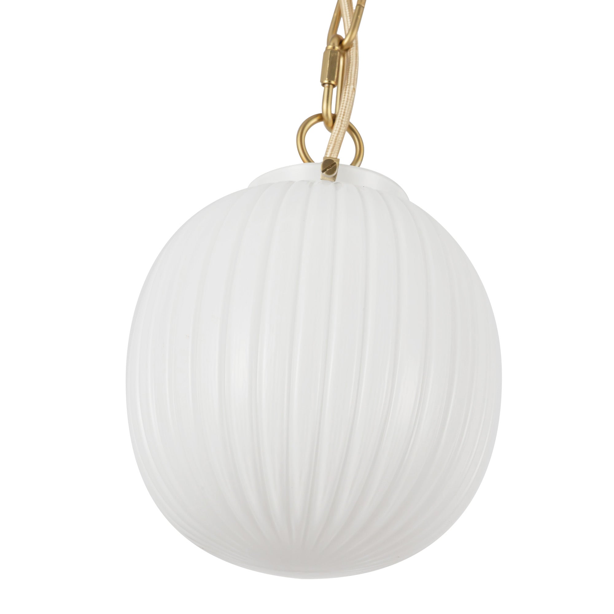 Cherise 7-in Brushed Gold/Glossy Ribbed Opal Glass Socket Pendant