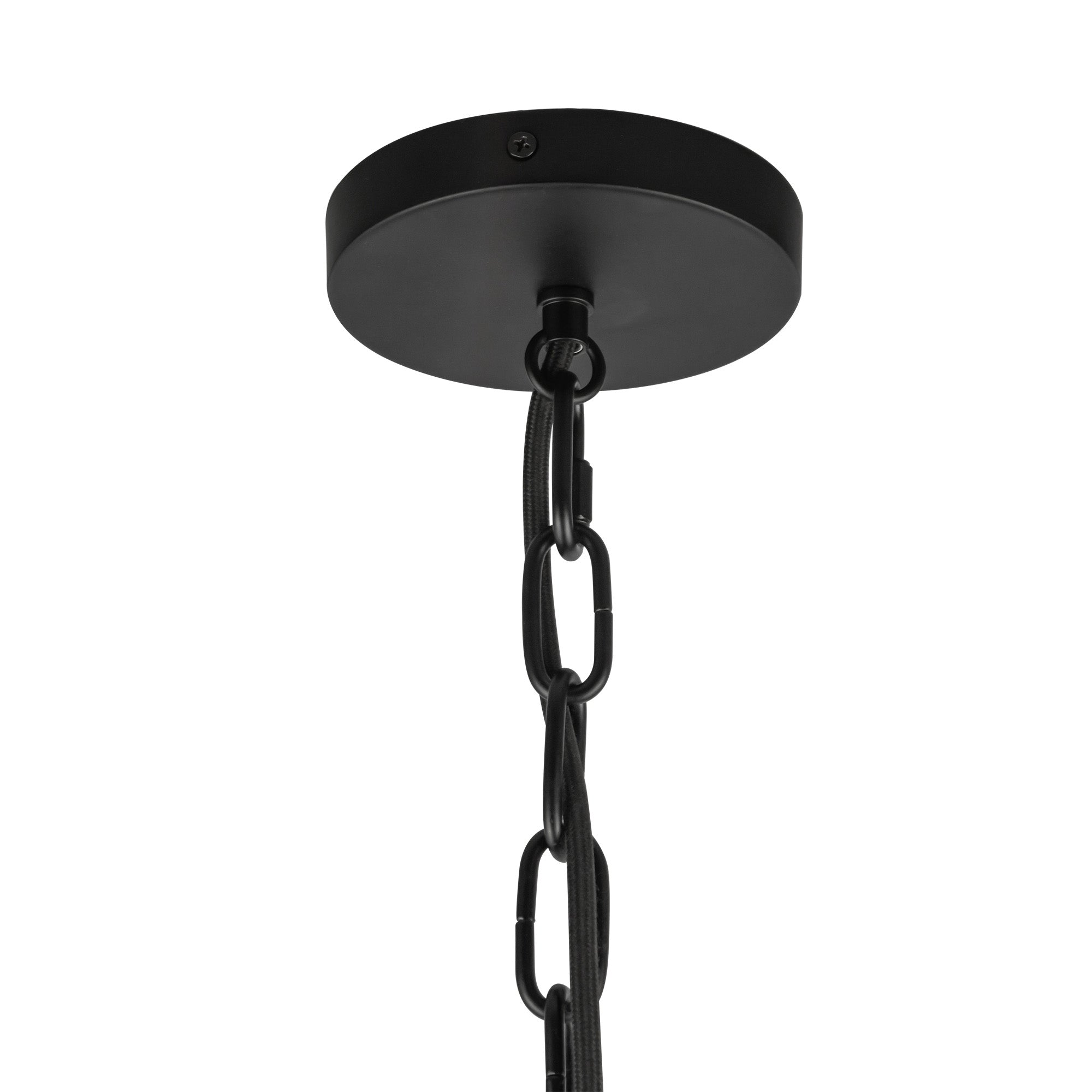 Cherise 7-in Matte Black/Glossy Ribbed Opal Glass Socket Pendant
