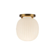 Cherise 7-in Brushed Gold/Glossy Ribbed Opal Glass Socket Semi-Flush Mount