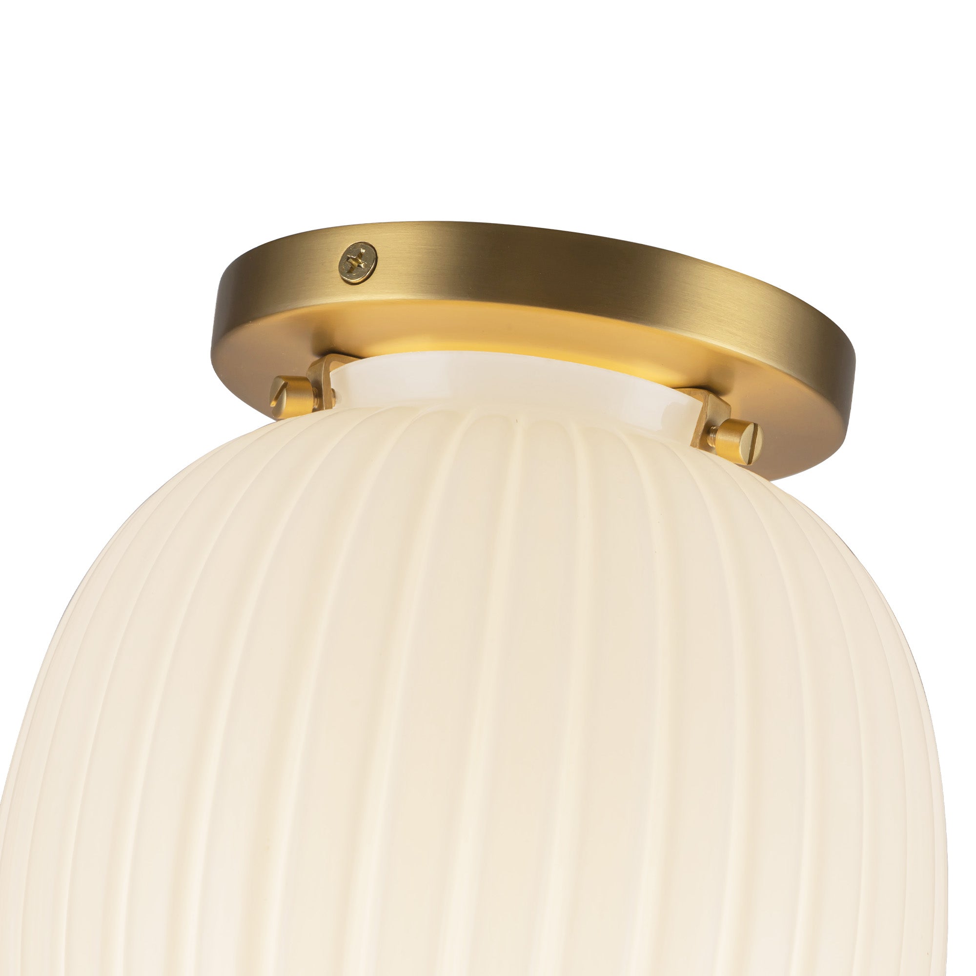 Cherise 7-in Brushed Gold/Glossy Ribbed Opal Glass Socket Semi-Flush Mount