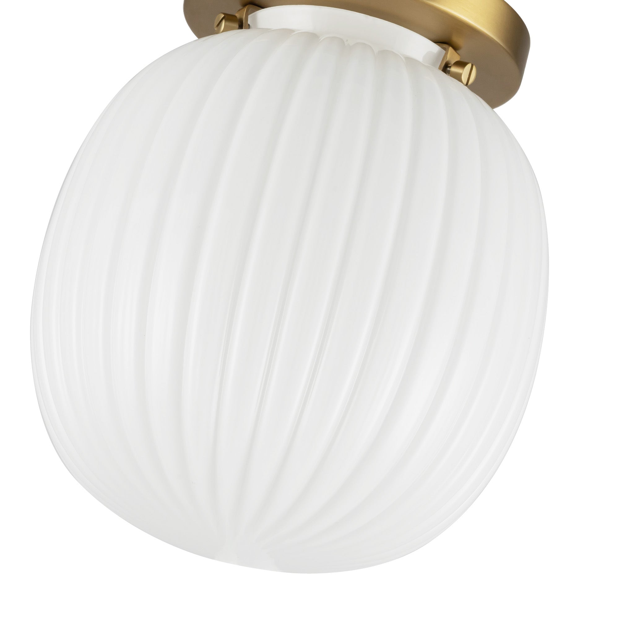 Cherise 7-in Brushed Gold/Glossy Ribbed Opal Glass Socket Semi-Flush Mount