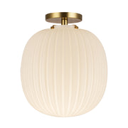 Cherise 12-in Brushed Gold/Glossy Ribbed Opal Glass Socket Semi-Flush Mount