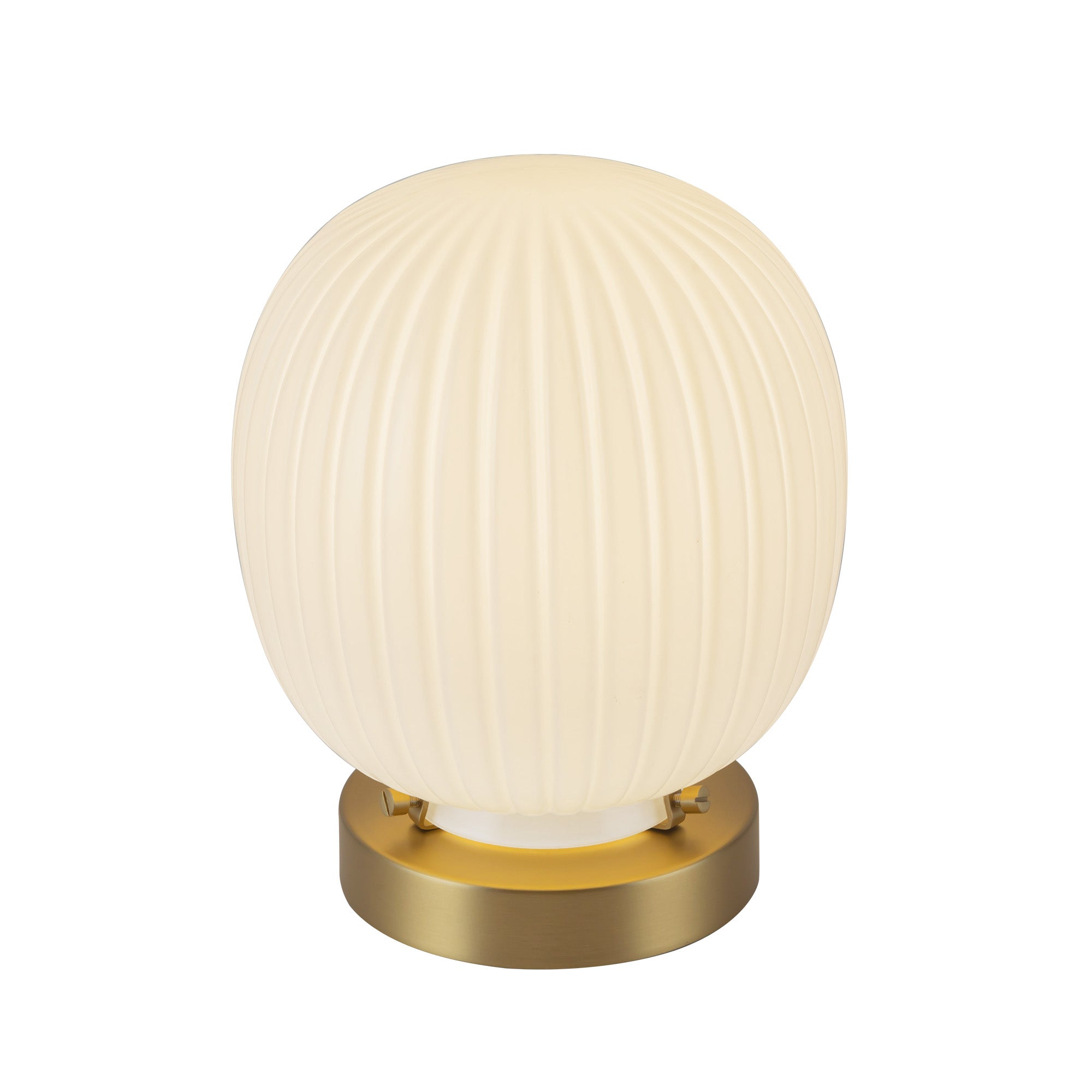 Cherise 7-in Brushed Gold/Glossy Ribbed Opal Glass Socket Table Lamp