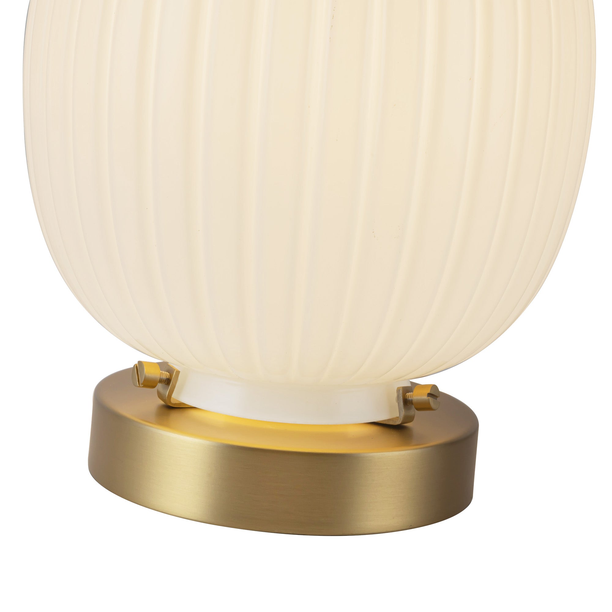 Cherise 7-in Brushed Gold/Glossy Ribbed Opal Glass Socket Table Lamp