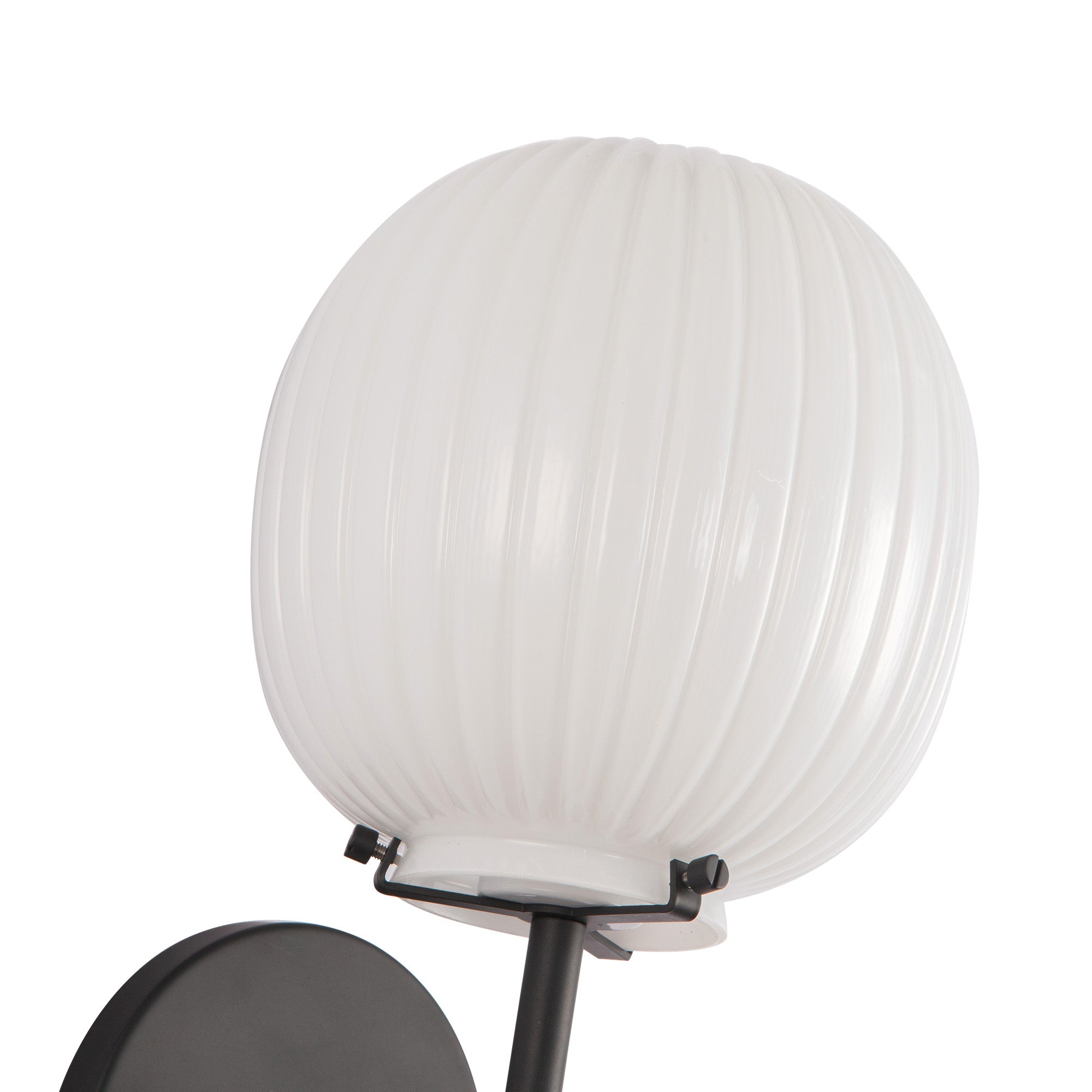 Cherise 7-in Matte Black/Glossy Ribbed Opal Glass Socket Wall/Vanity Light