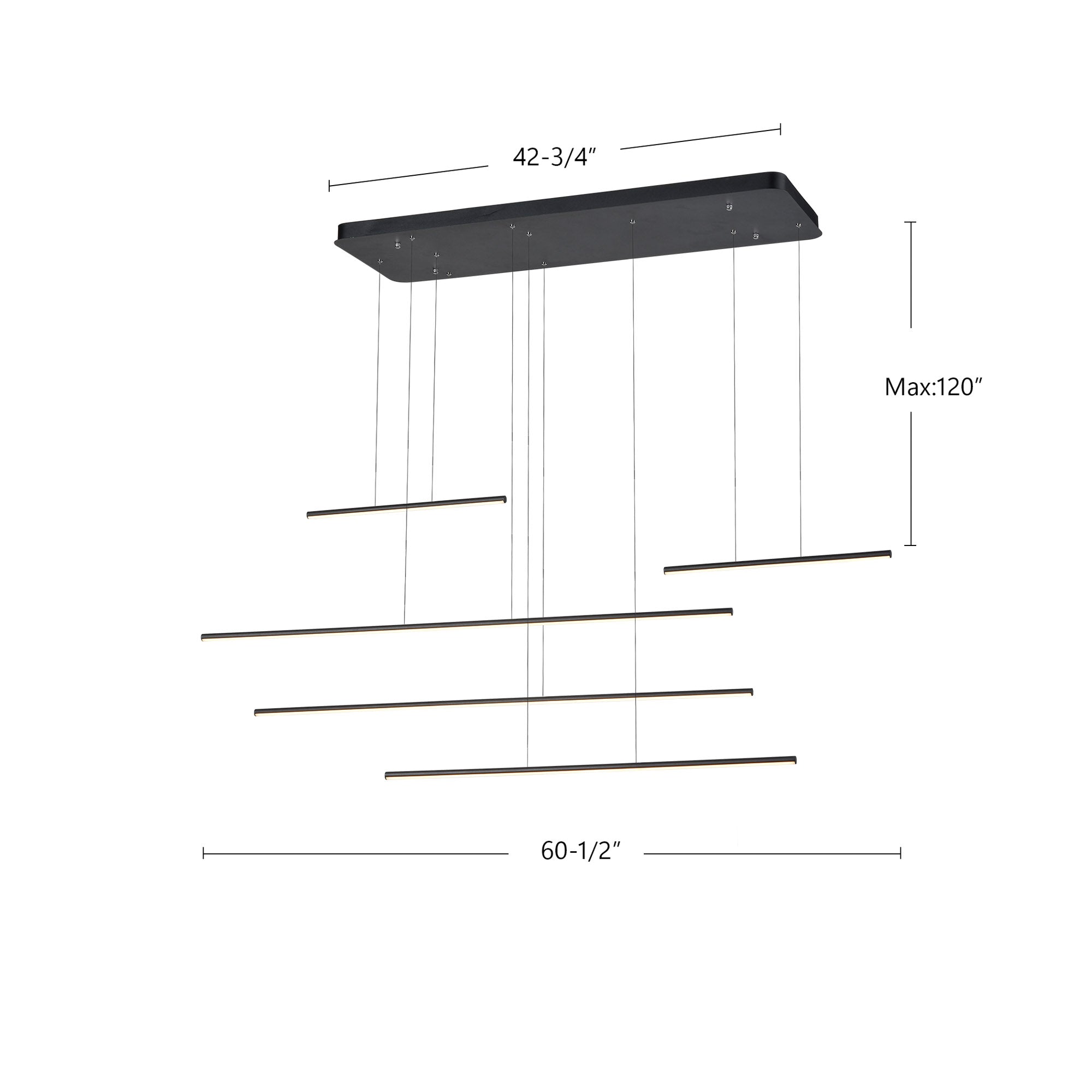 Chute Motion 60-in Black LED Multi Pendant