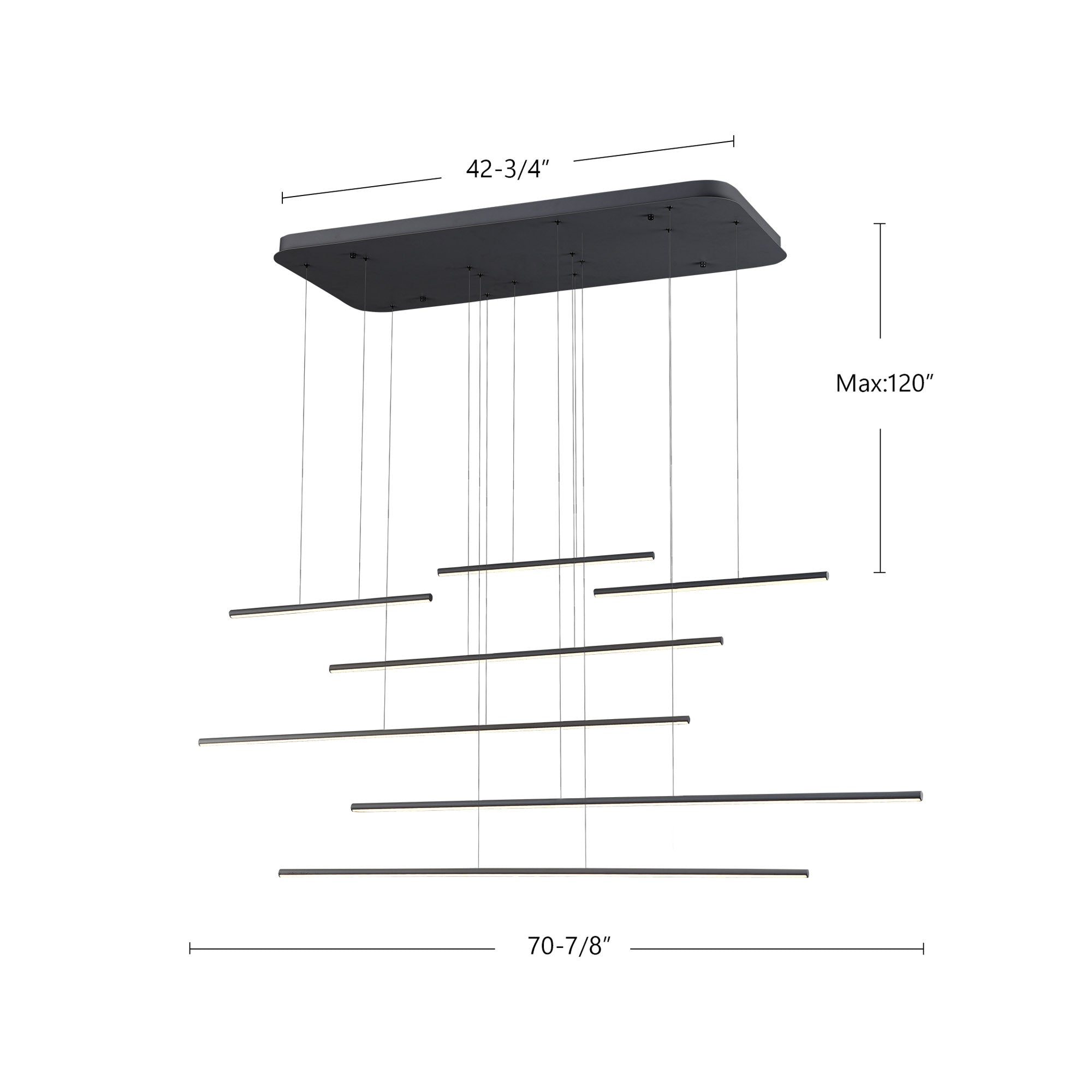 Chute Motion 70-in Black LED Multi Pendant