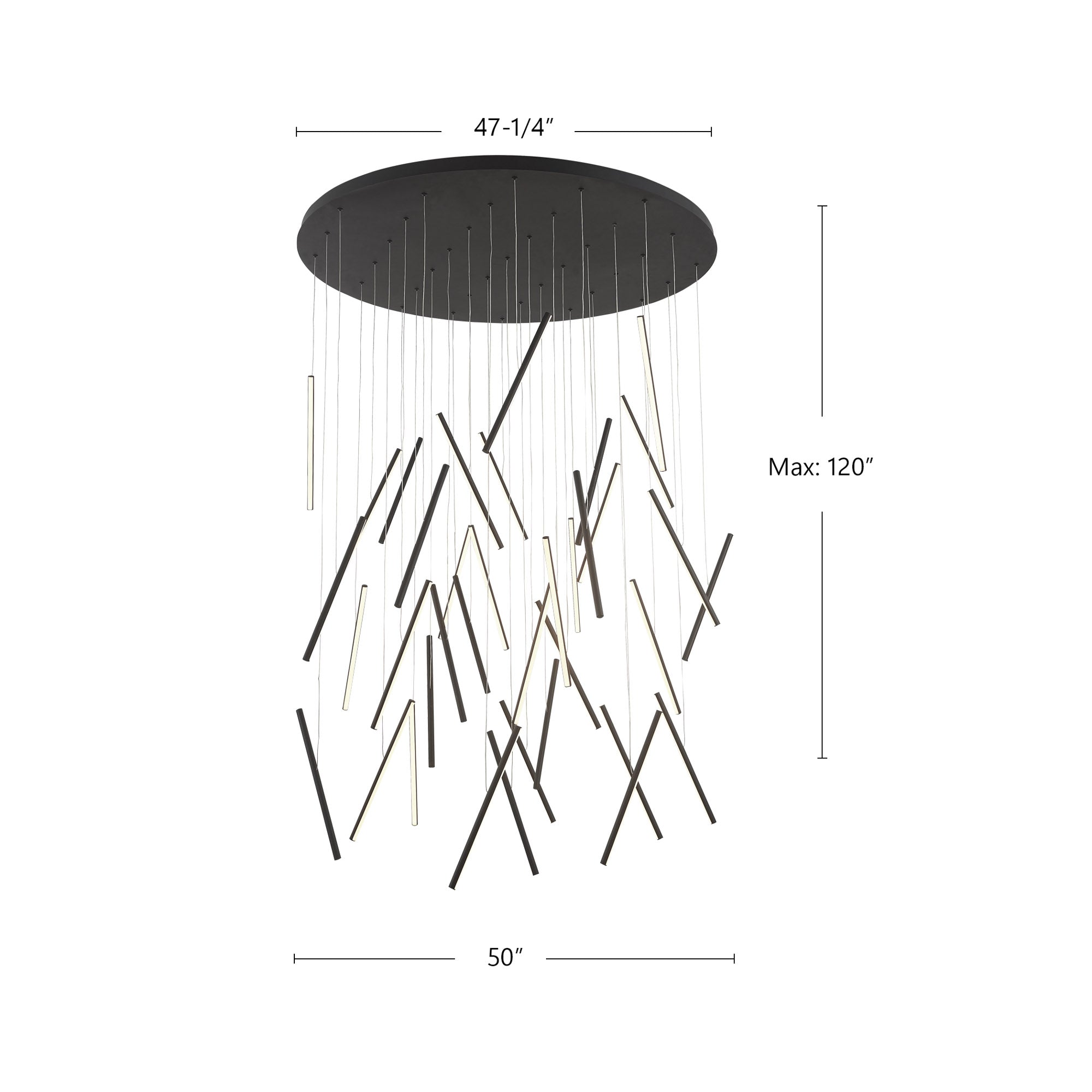Chute 50-in Black LED Multi Pendant